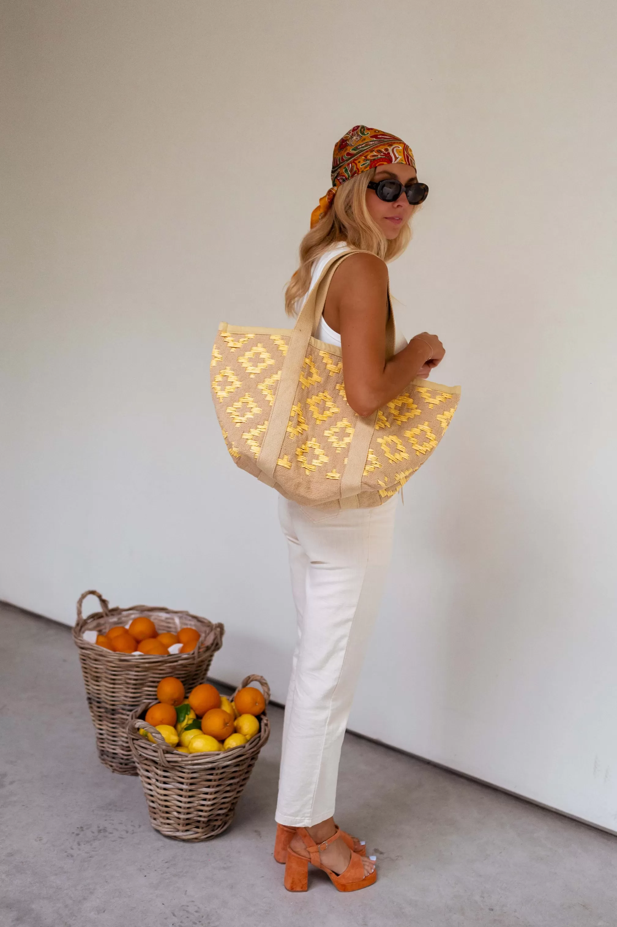 Beige And Yellow Lovell Bag | Colorful Braided Bag | Ready To-Porter Online | -Easy Clothes New