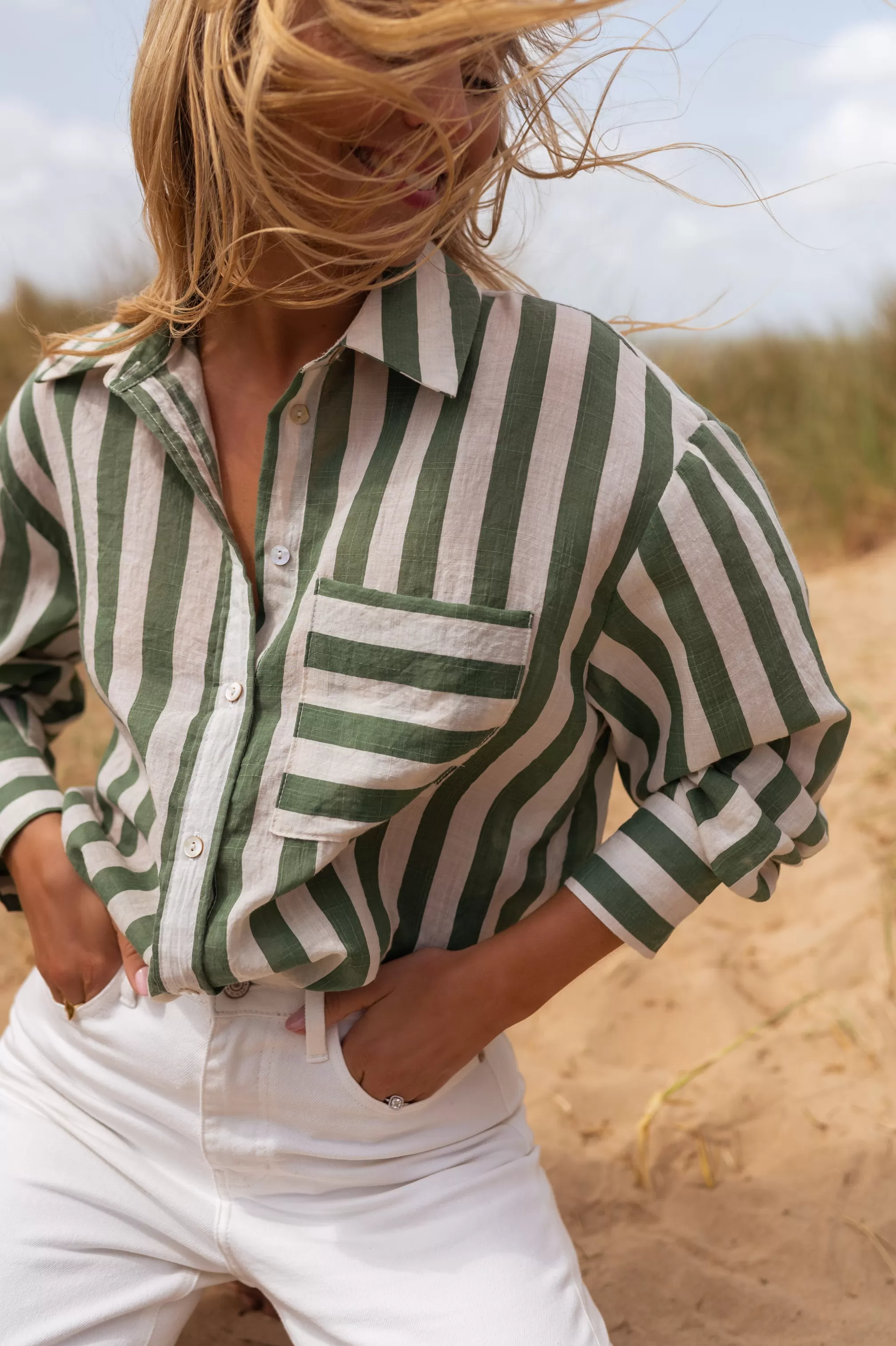 Chemise Benza à Lignes Vertes | Chemise Ample Lignée | Prêt-à-porter En Ligne | -Easy Clothes Discount