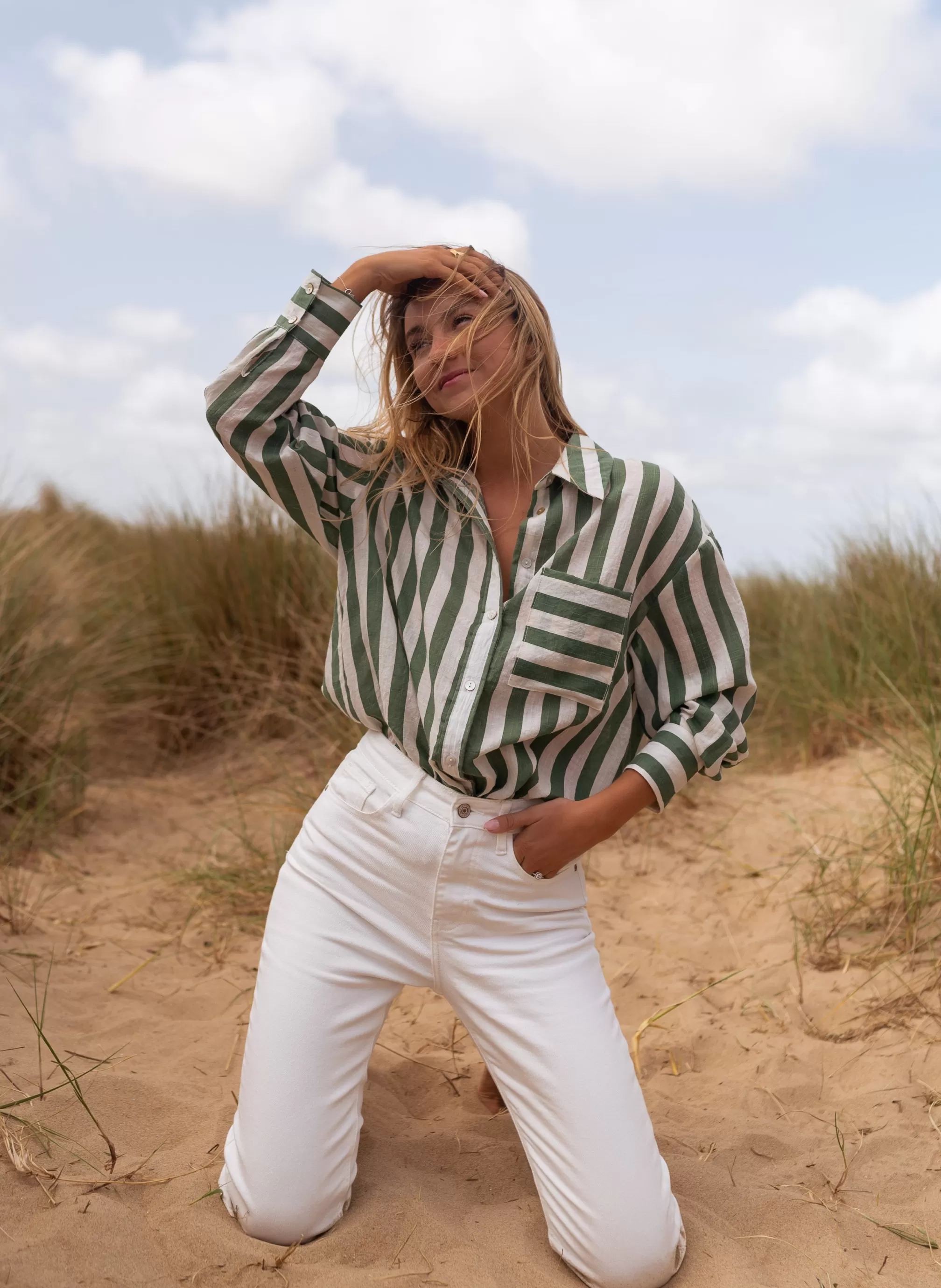 Chemise Benza à Lignes Vertes | Chemise Ample Lignée | Prêt-à-porter En Ligne | -Easy Clothes Discount