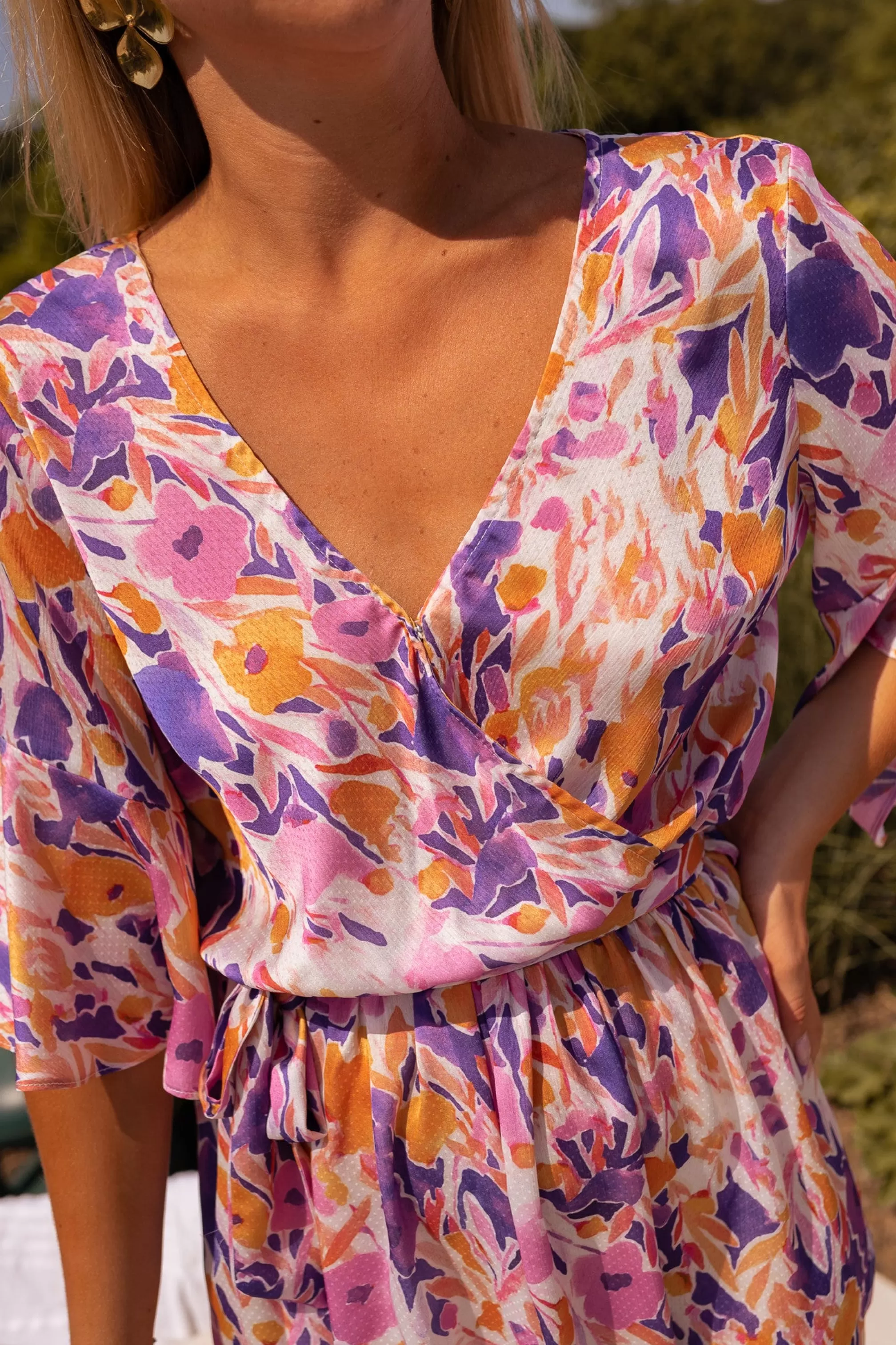 Combi-Shorts Basma Purple Flower | Combi-Shorts Hidden-Heart | Ready To-Porter Online | -Easy Clothes Cheap