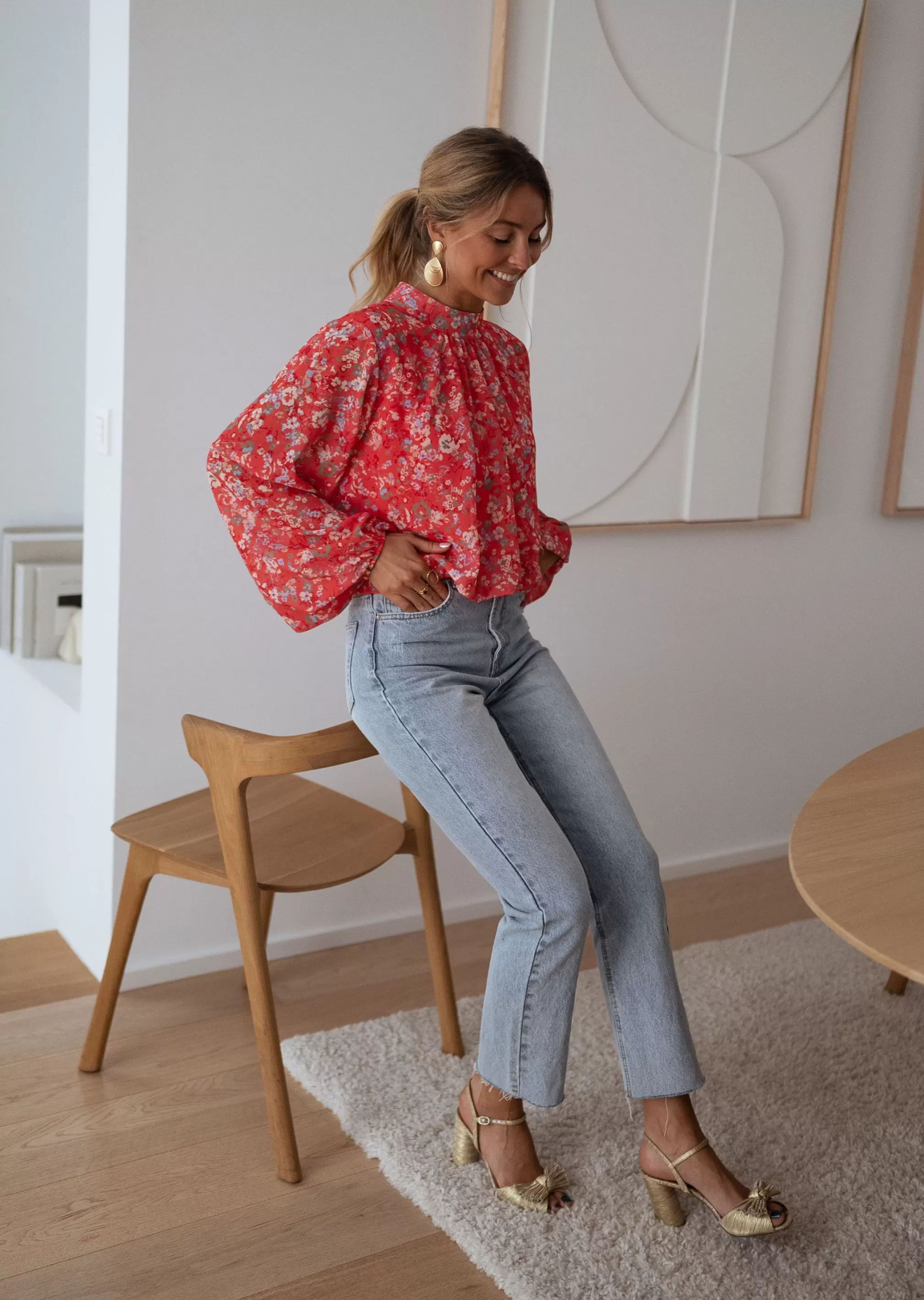 doma_blouse__coral_with_flowers_101357-4.webp Doma Blouse - -Easy Clothes Hot