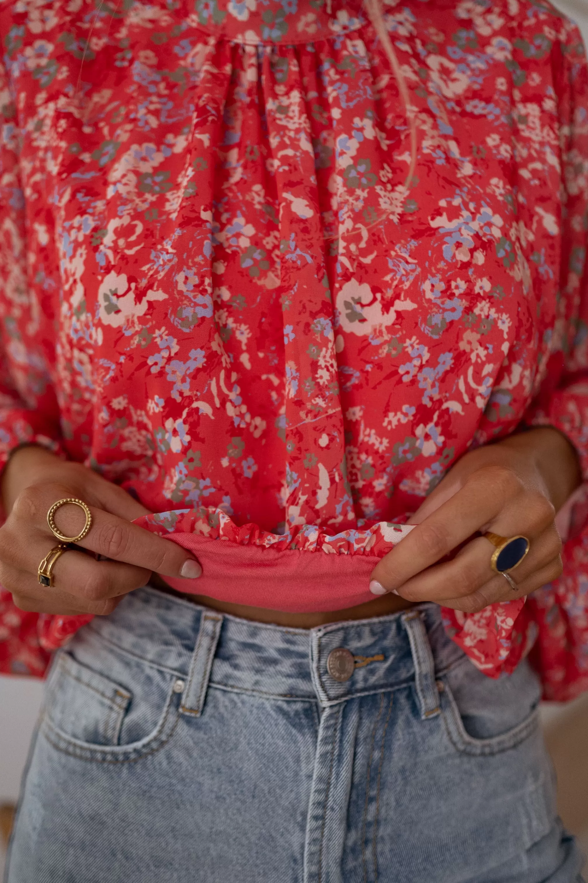doma_blouse__coral_with_flowers_101360-5.webp Doma Blouse - -Easy Clothes Hot