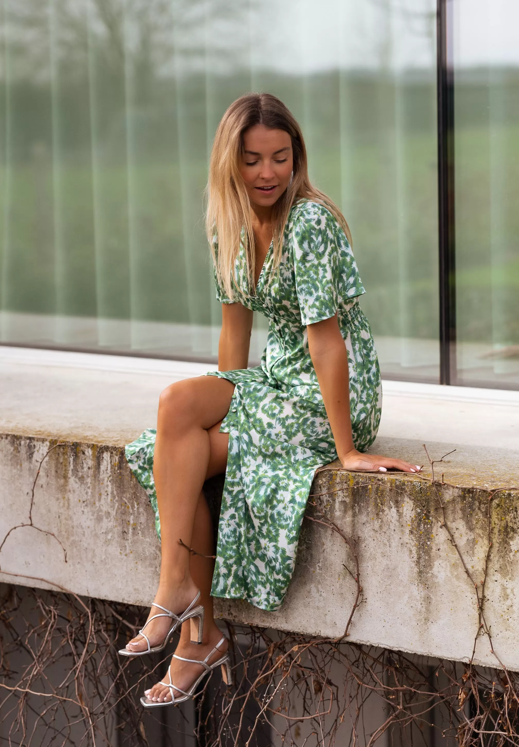 Dress ADENA Green Patterned | Dress Noon Patterned | Ready To-Porter Online | -Easy Clothes Clearance