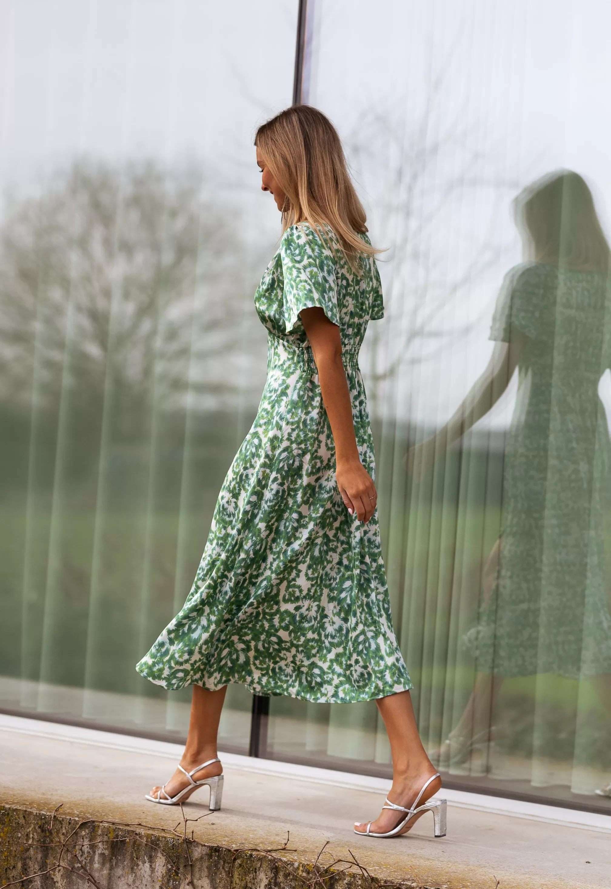Dress ADENA Green Patterned | Dress Noon Patterned | Ready To-Porter Online | -Easy Clothes Clearance