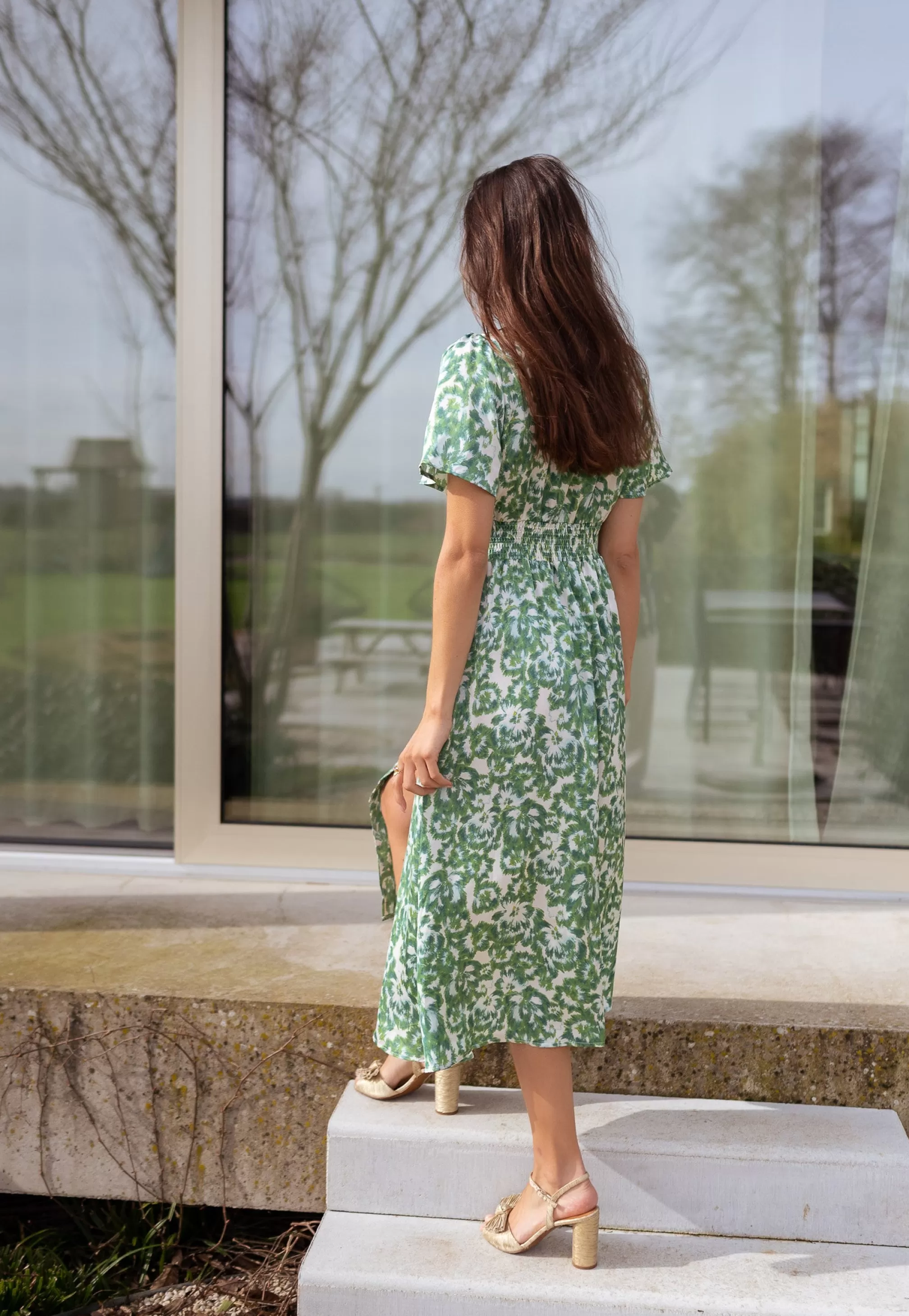 Dress ADENA Green Patterned | Dress Noon Patterned | Ready To-Porter Online | -Easy Clothes Clearance