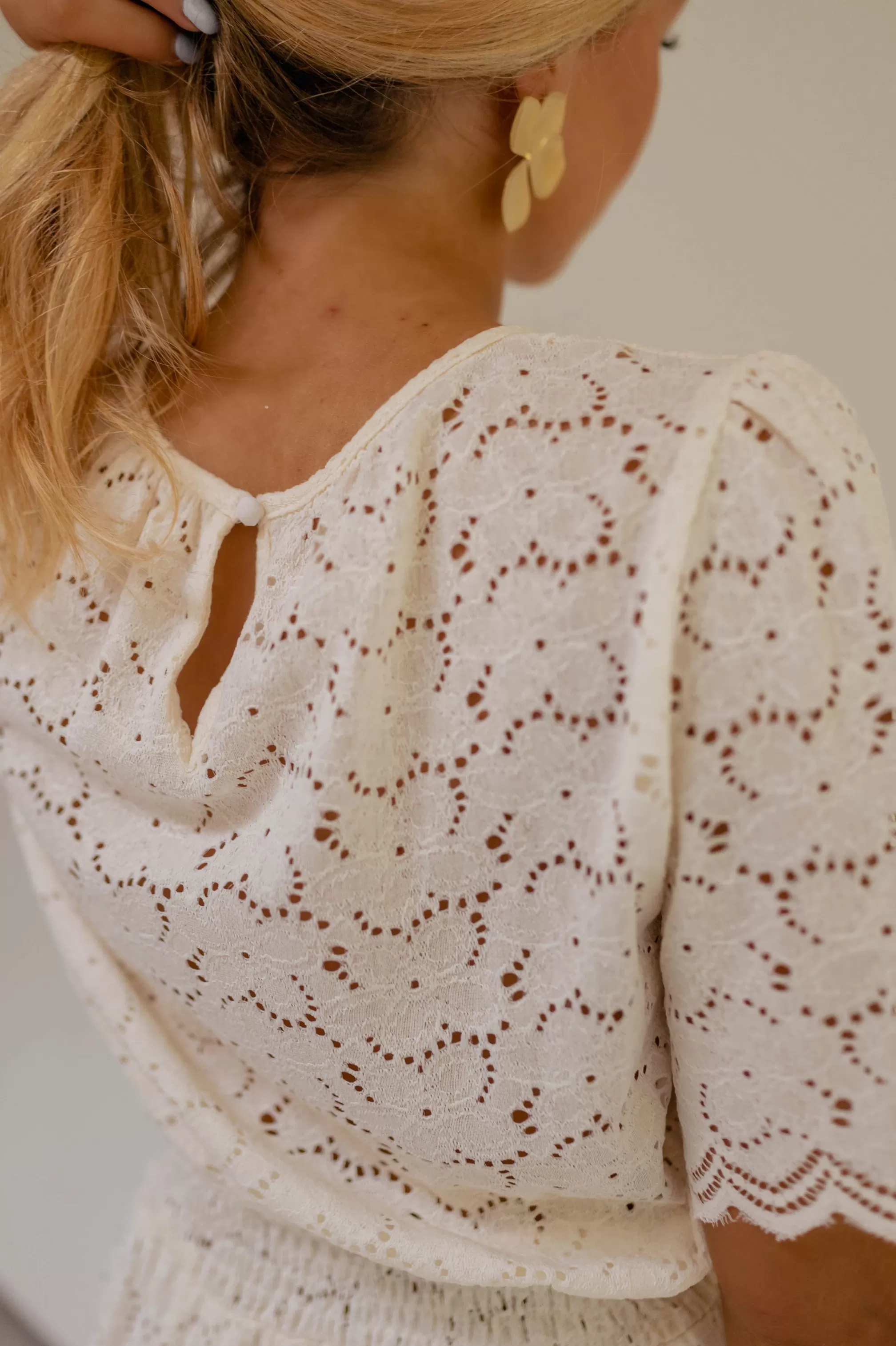 Dress Almane Ecru | Mini Dress In Lace | Ready To-Porter Online | -Easy Clothes Cheap