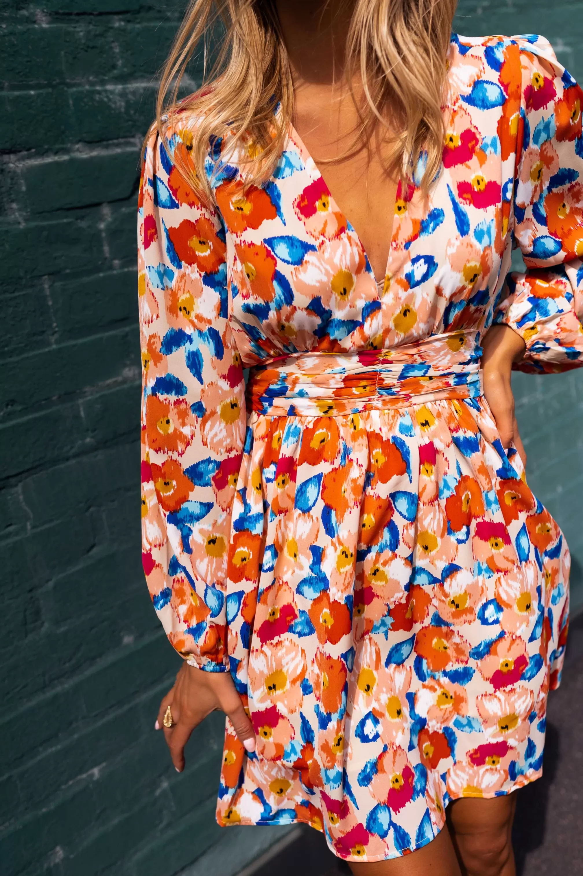 Dress AMYA Flower | Dress V-neck Floral | Ready To-Porter Online | -Easy Clothes Shop