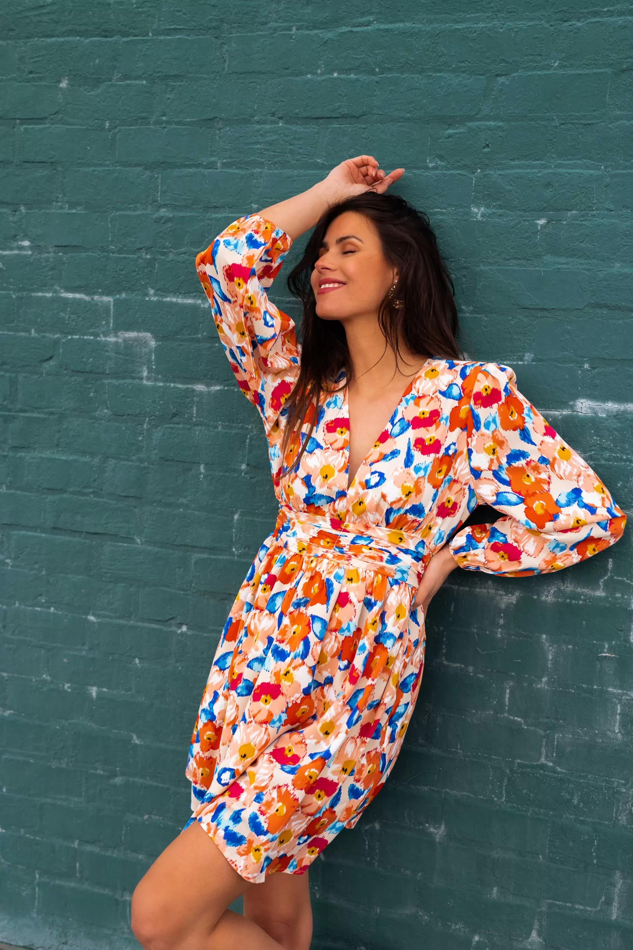 Dress AMYA Flower | Dress V-neck Floral | Ready To-Porter Online | -Easy Clothes Shop