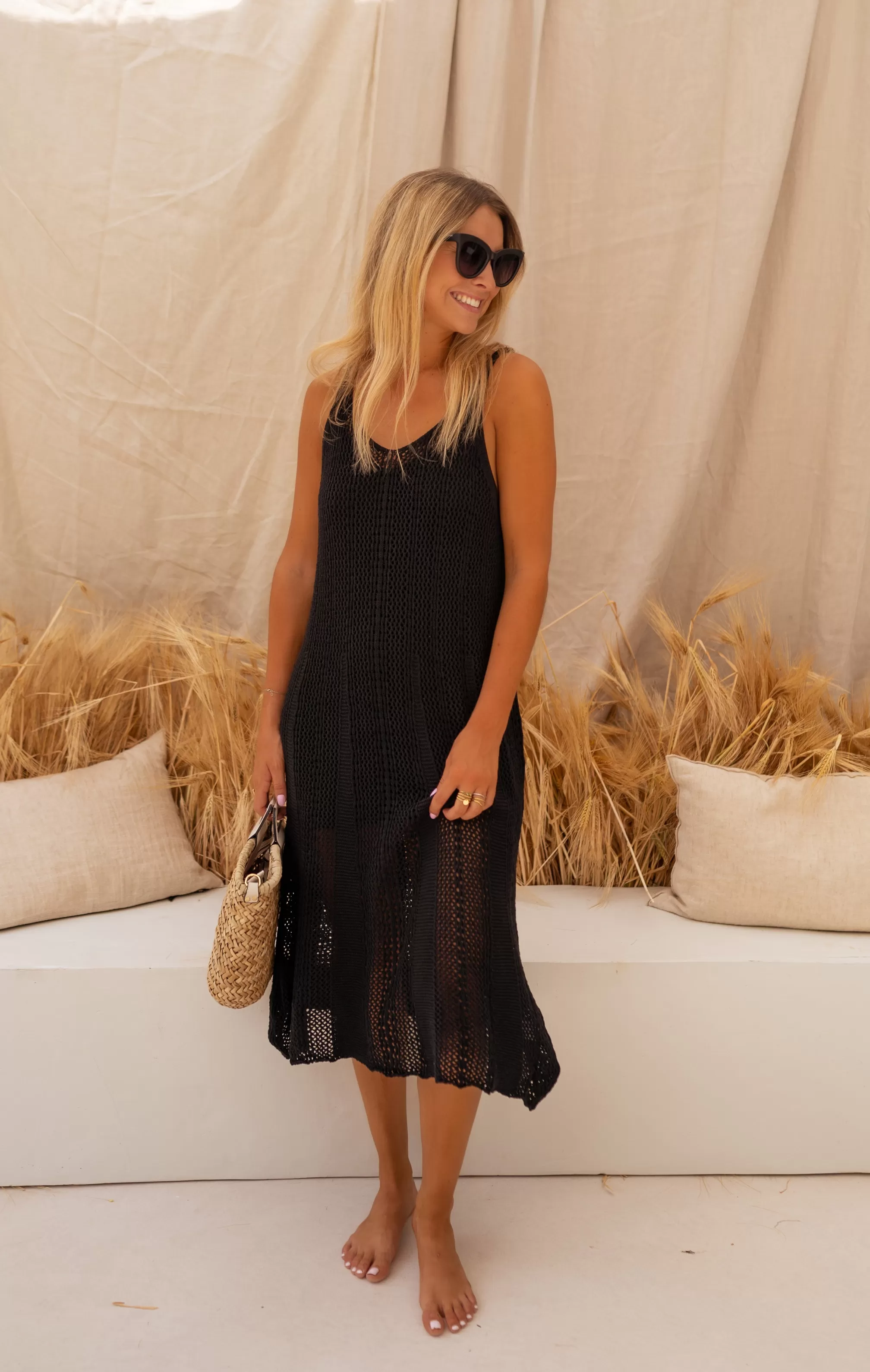 Dress Black In Crochet - -Easy Clothes Cheap