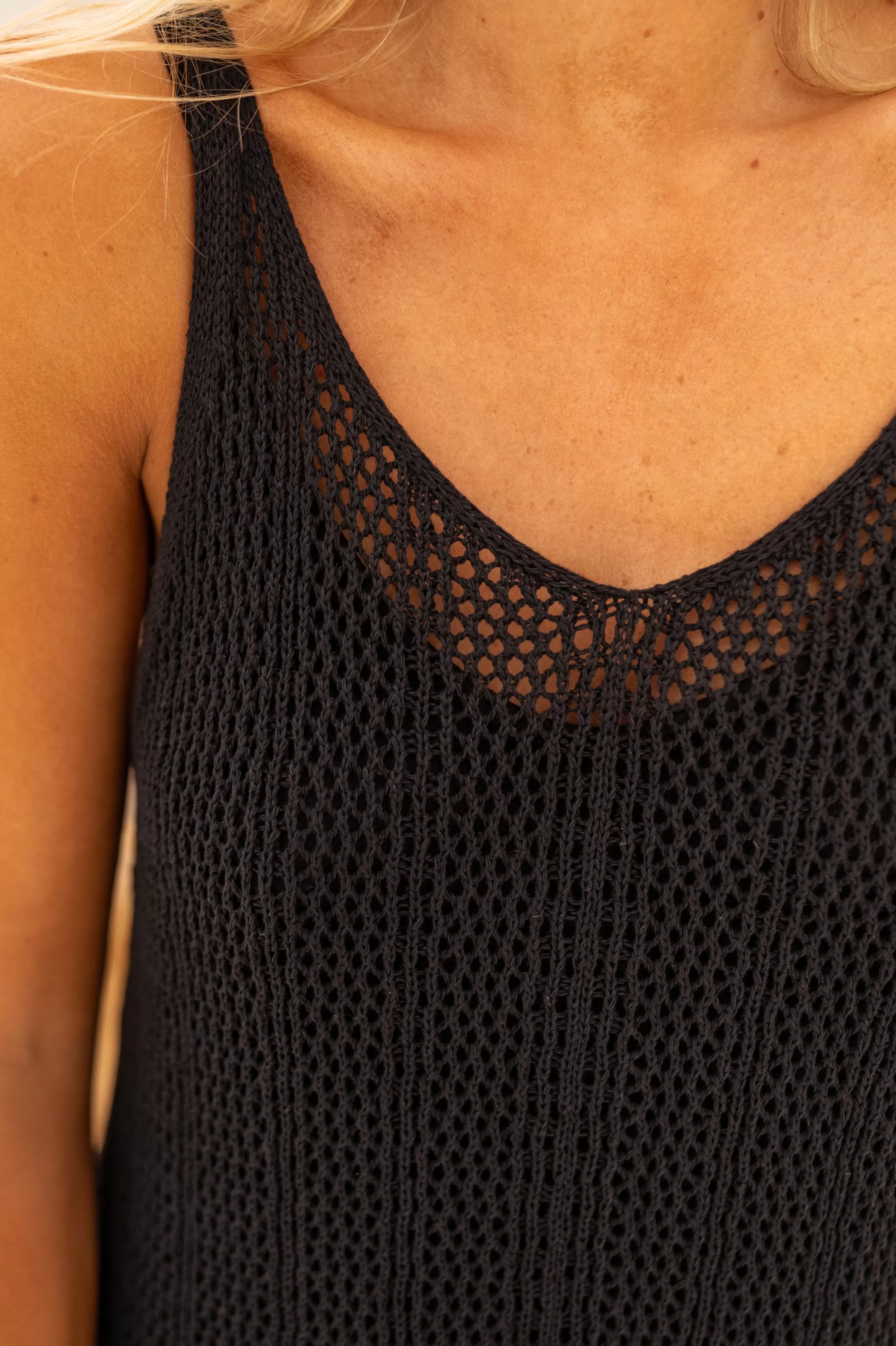 Dress Black In Crochet - -Easy Clothes Cheap
