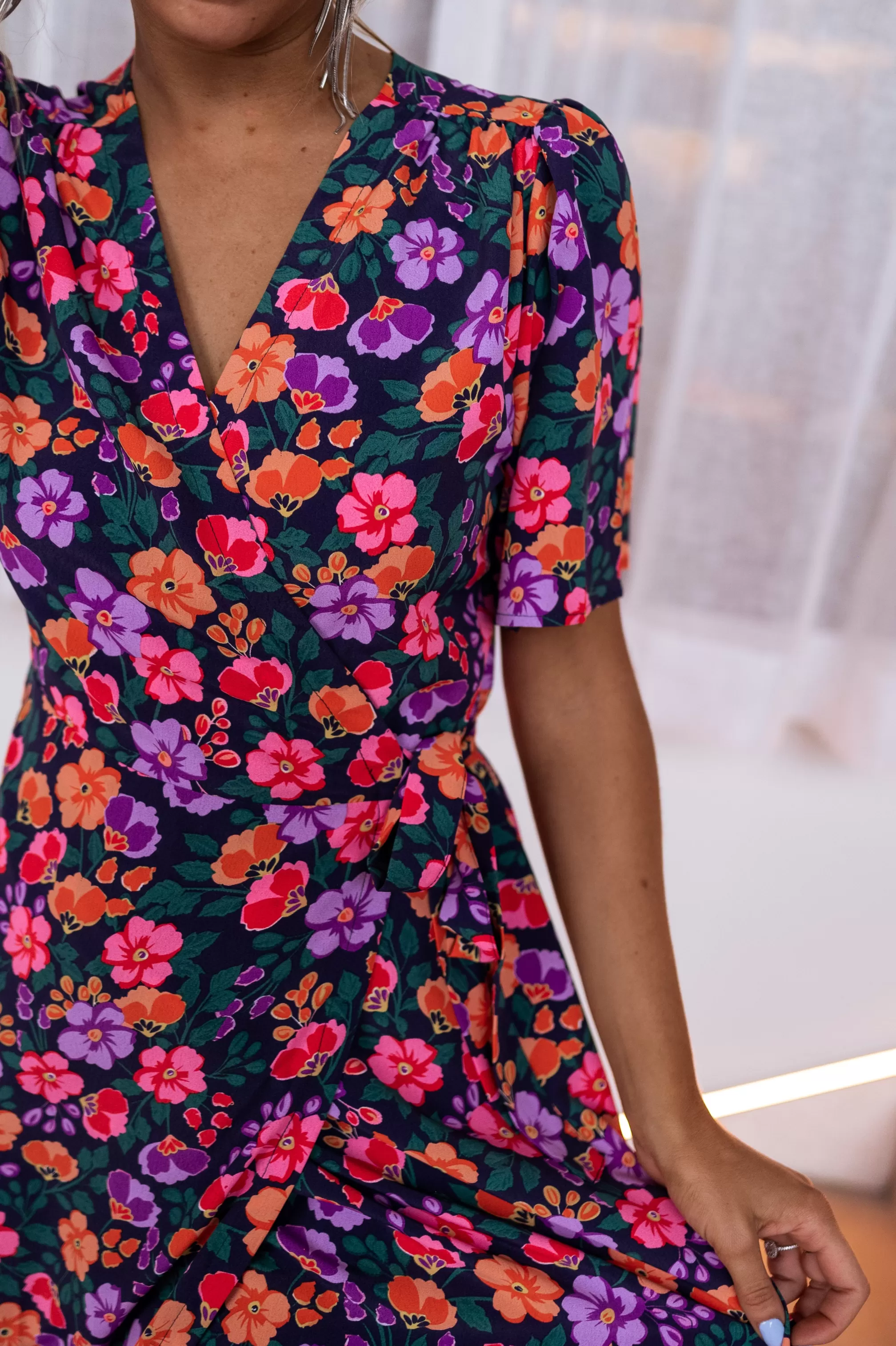 Dress Blue Lylia With Flowers | Dress Hidden-heart Floral | Ready To-Porter Online | -Easy Clothes Best Sale