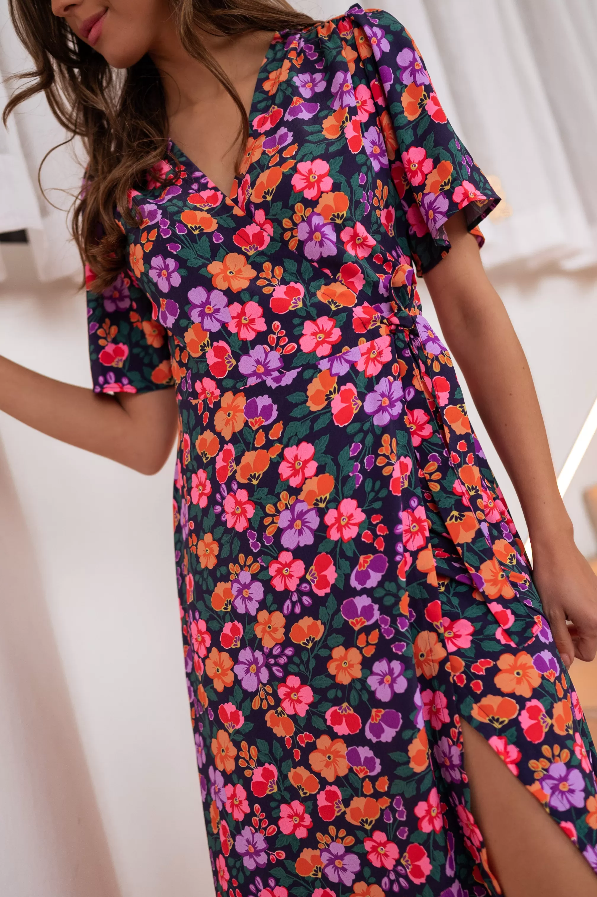Dress Blue Lylia With Flowers | Dress Hidden-heart Floral | Ready To-Porter Online | -Easy Clothes Best Sale