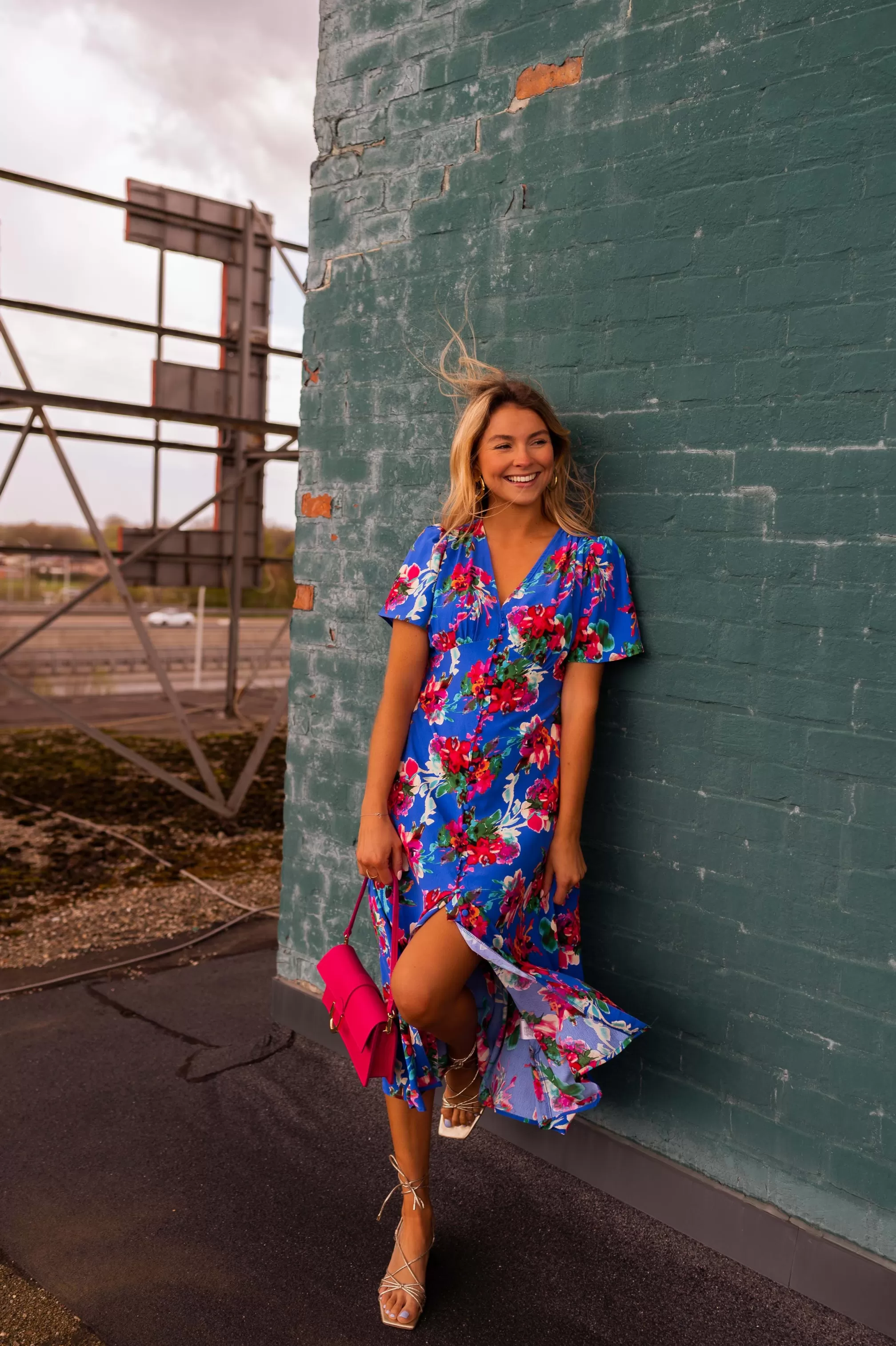 Dress Flower Blue Dana | Dress Flower Split | Ready To-Porter Online | -Easy Clothes New