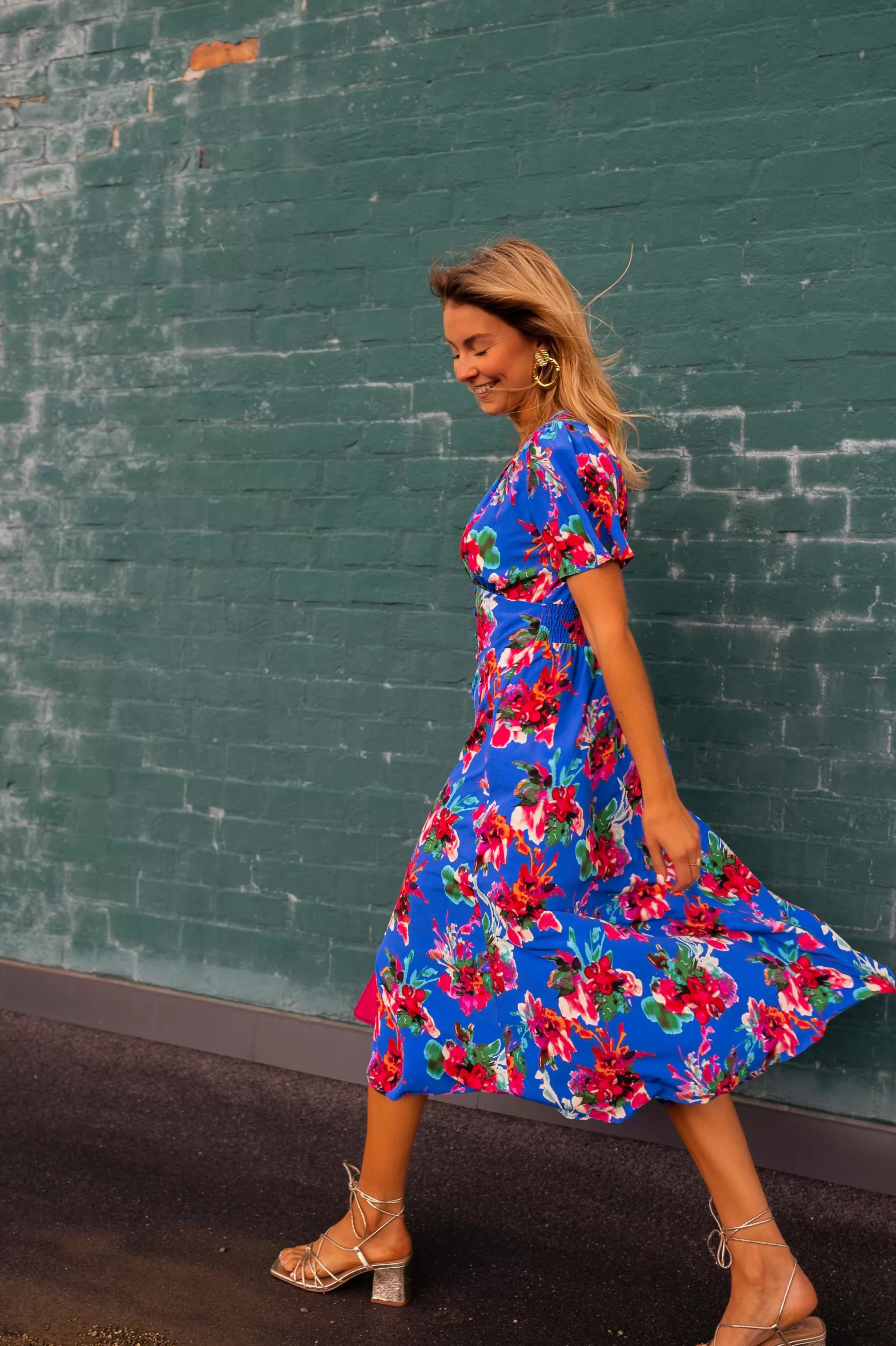 Dress Flower Blue Dana | Dress Flower Split | Ready To-Porter Online | -Easy Clothes New