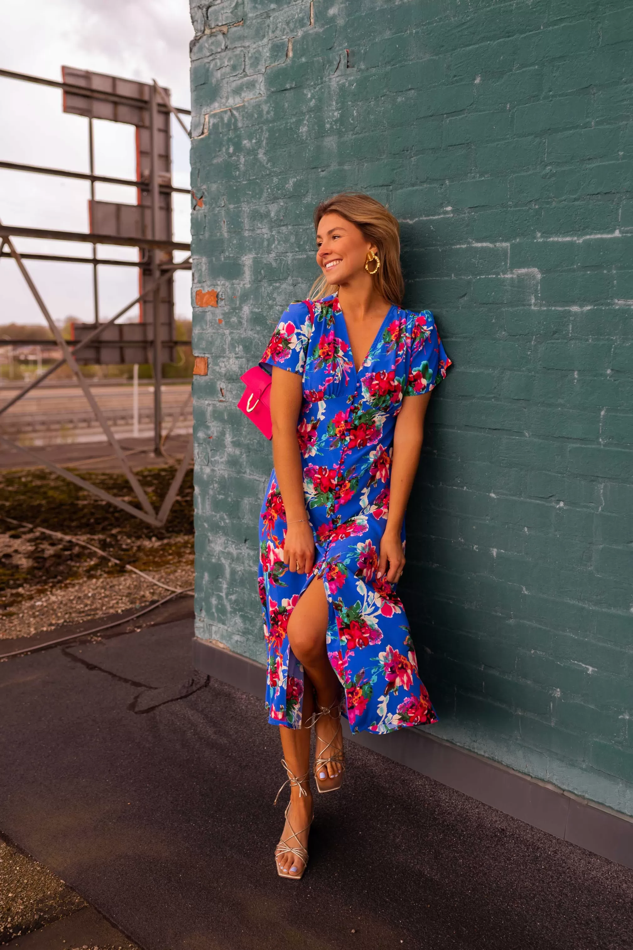 Dress Flower Blue Dana | Dress Flower Split | Ready To-Porter Online | -Easy Clothes New