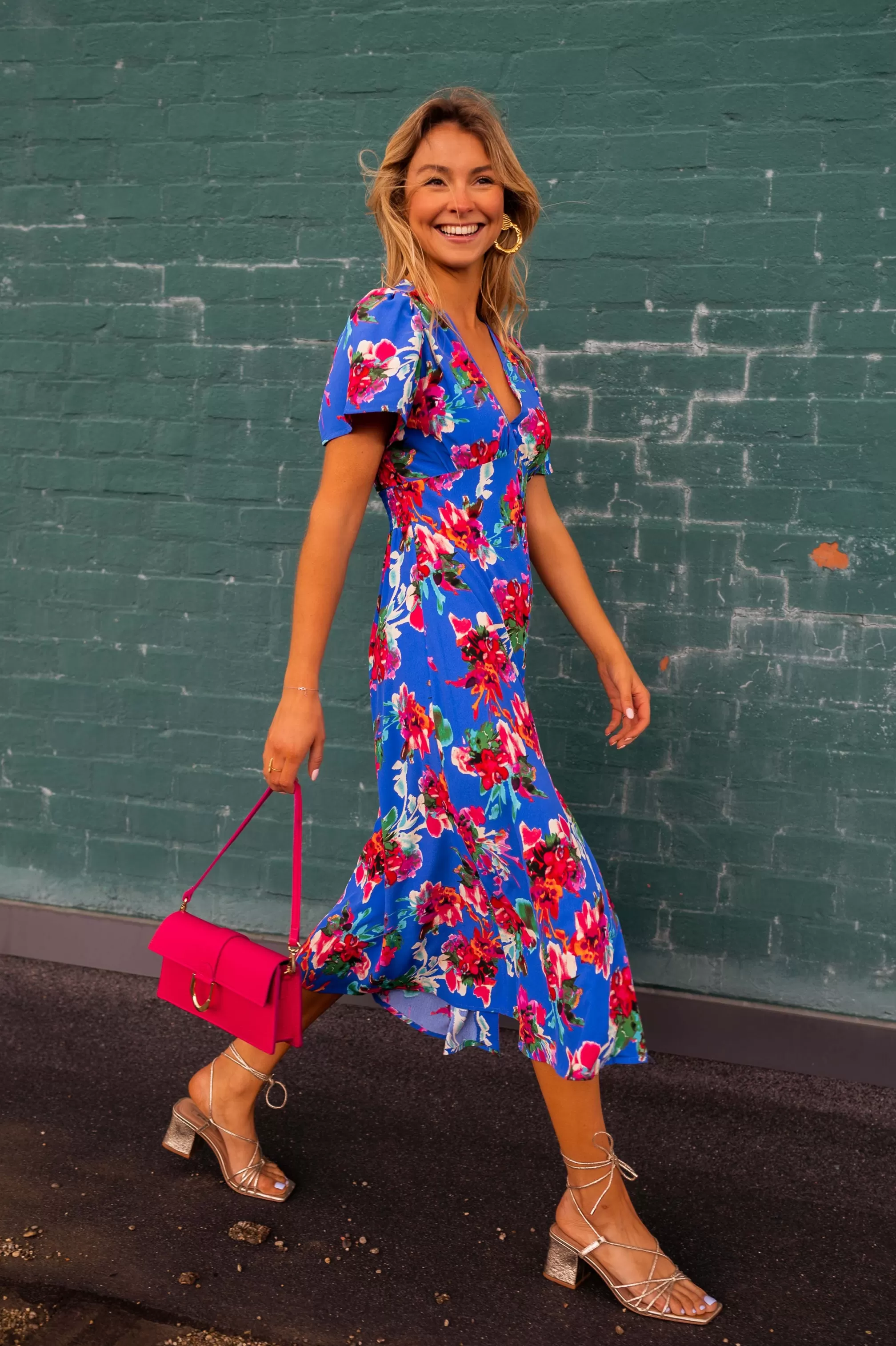 Dress Flower Blue Dana | Dress Flower Split | Ready To-Porter Online | -Easy Clothes New