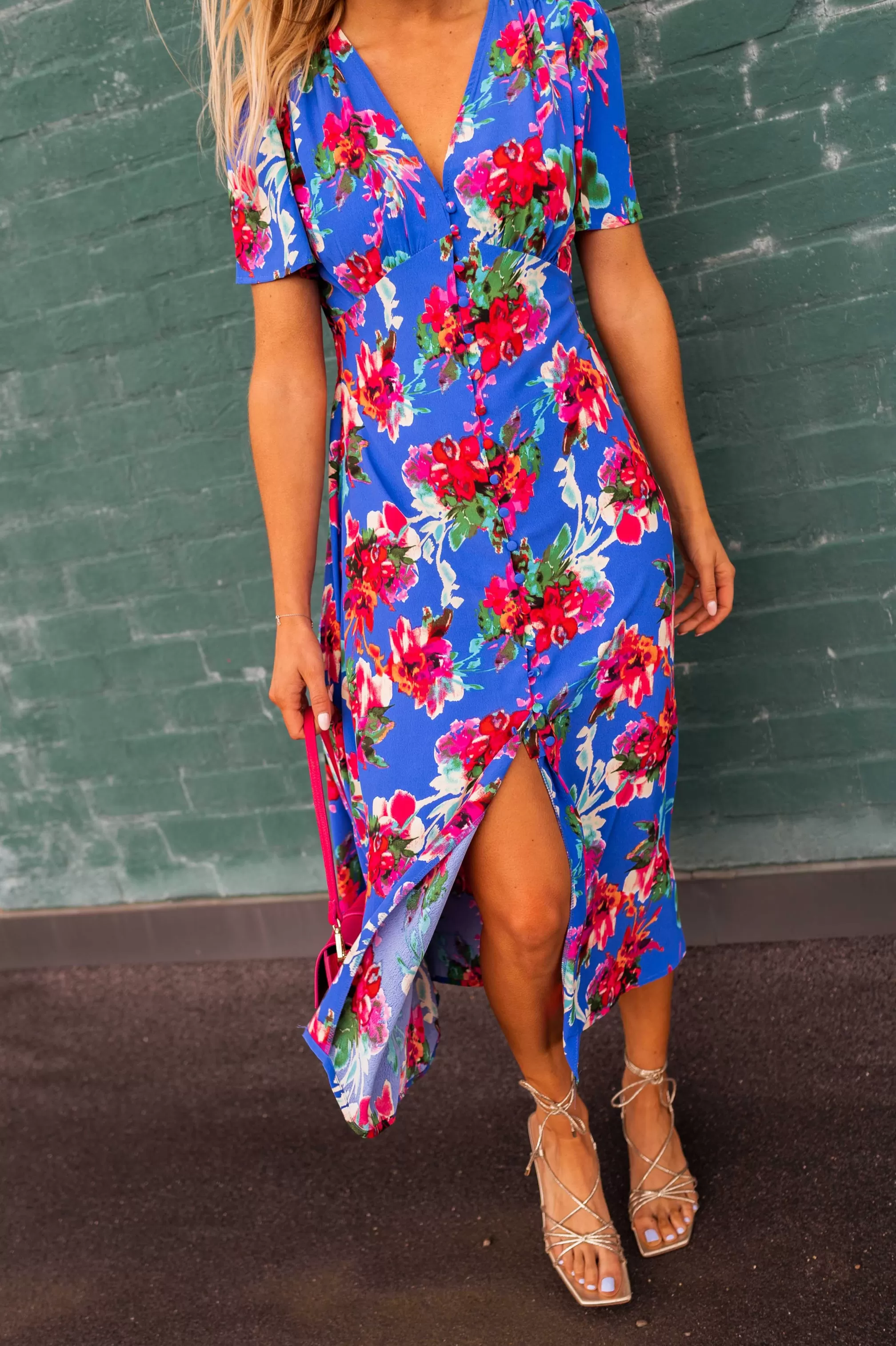 Dress Flower Blue Dana | Dress Flower Split | Ready To-Porter Online | -Easy Clothes New