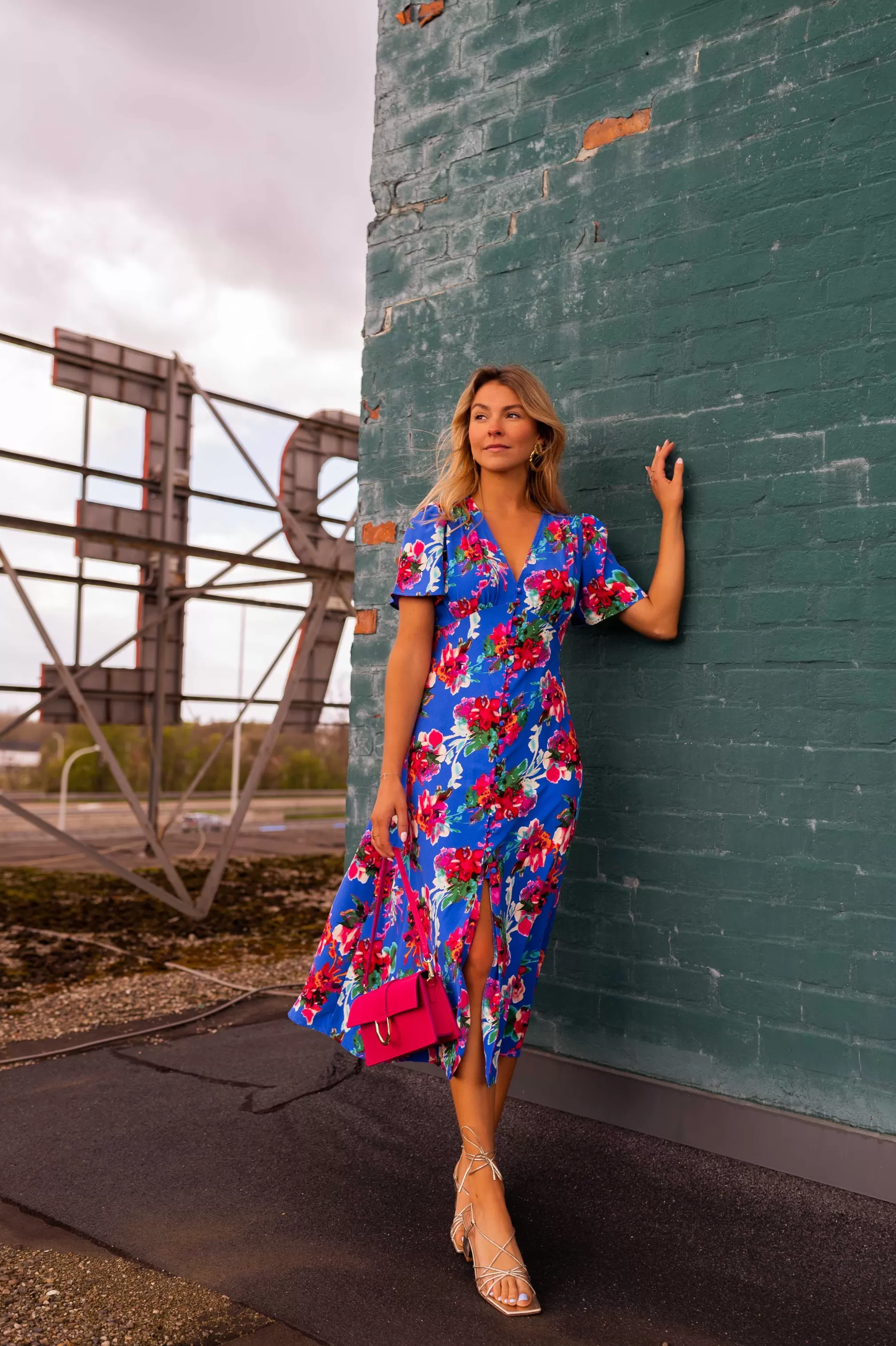 Dress Flower Blue Dana | Dress Flower Split | Ready To-Porter Online | -Easy Clothes New