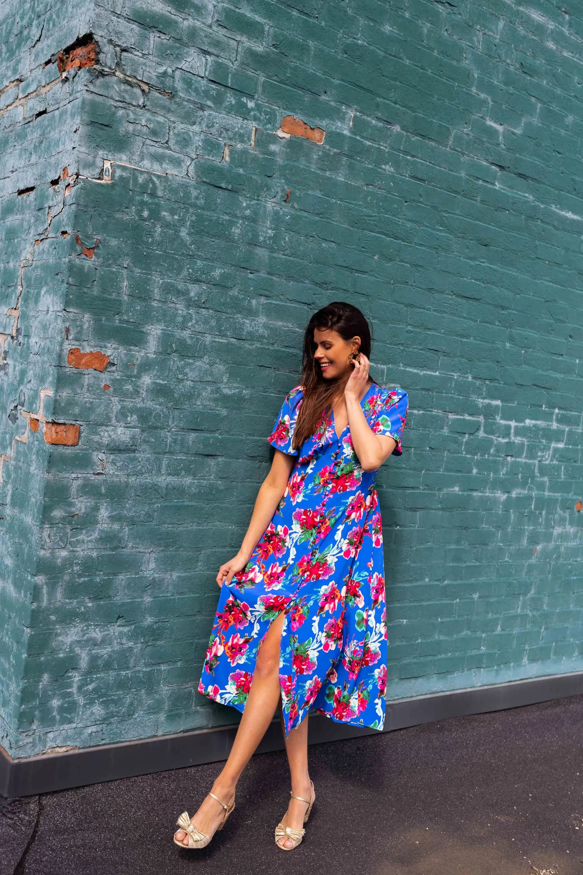 Dress Flower Blue Dana | Dress Flower Split | Ready To-Porter Online | -Easy Clothes New