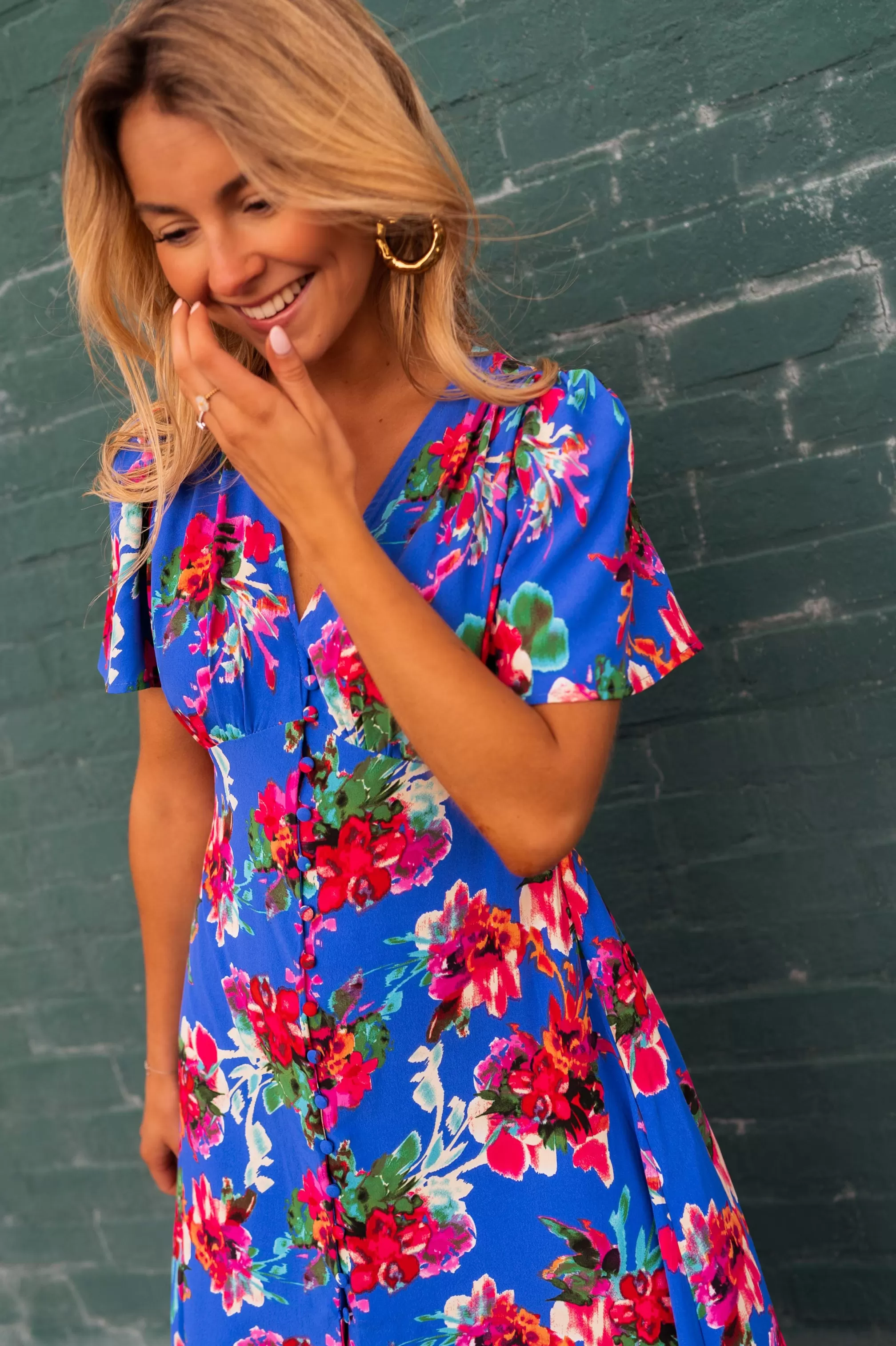 Dress Flower Blue Dana | Dress Flower Split | Ready To-Porter Online | -Easy Clothes New