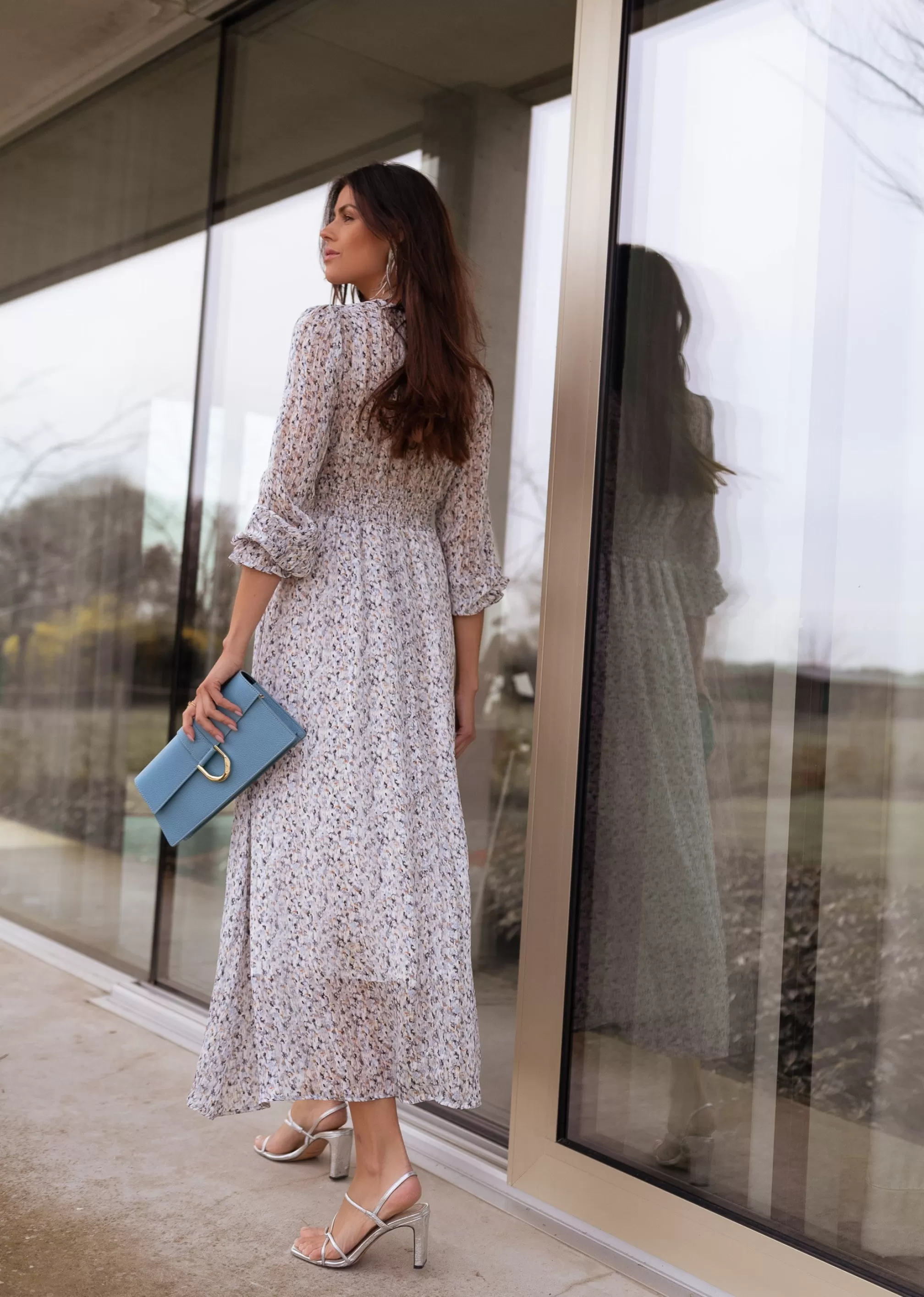 Dress Gray Rosana Patterned | Long DressFloral | Ready To-Porter Online | -Easy Clothes Online