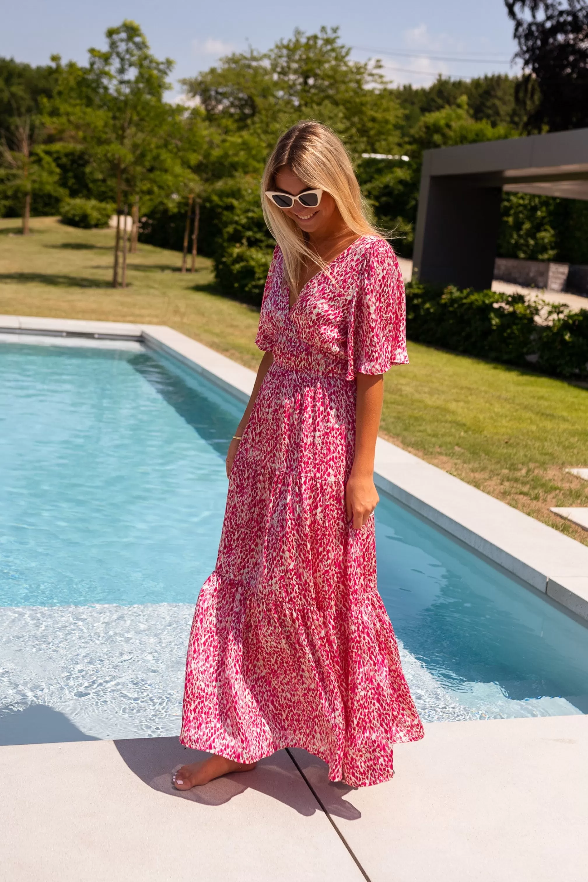 Dress Sienna Pink Patterned | Long DressColorful | Ready To-Porter Online | -Easy Clothes Outlet