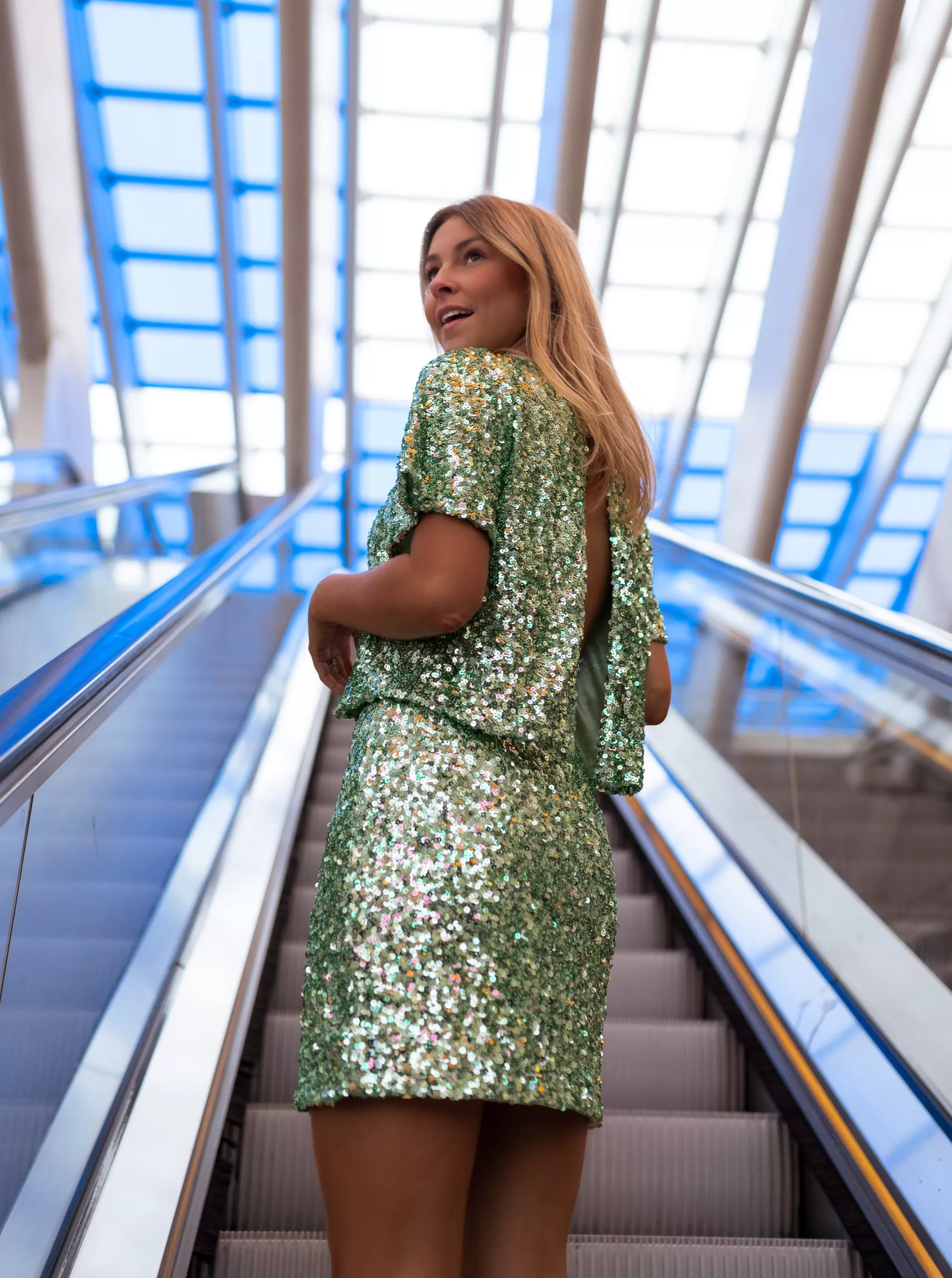 Green Clarita Skirt Glittery | Short Sequins Skirt | Ready To-Porter Online | -Easy Clothes Shop