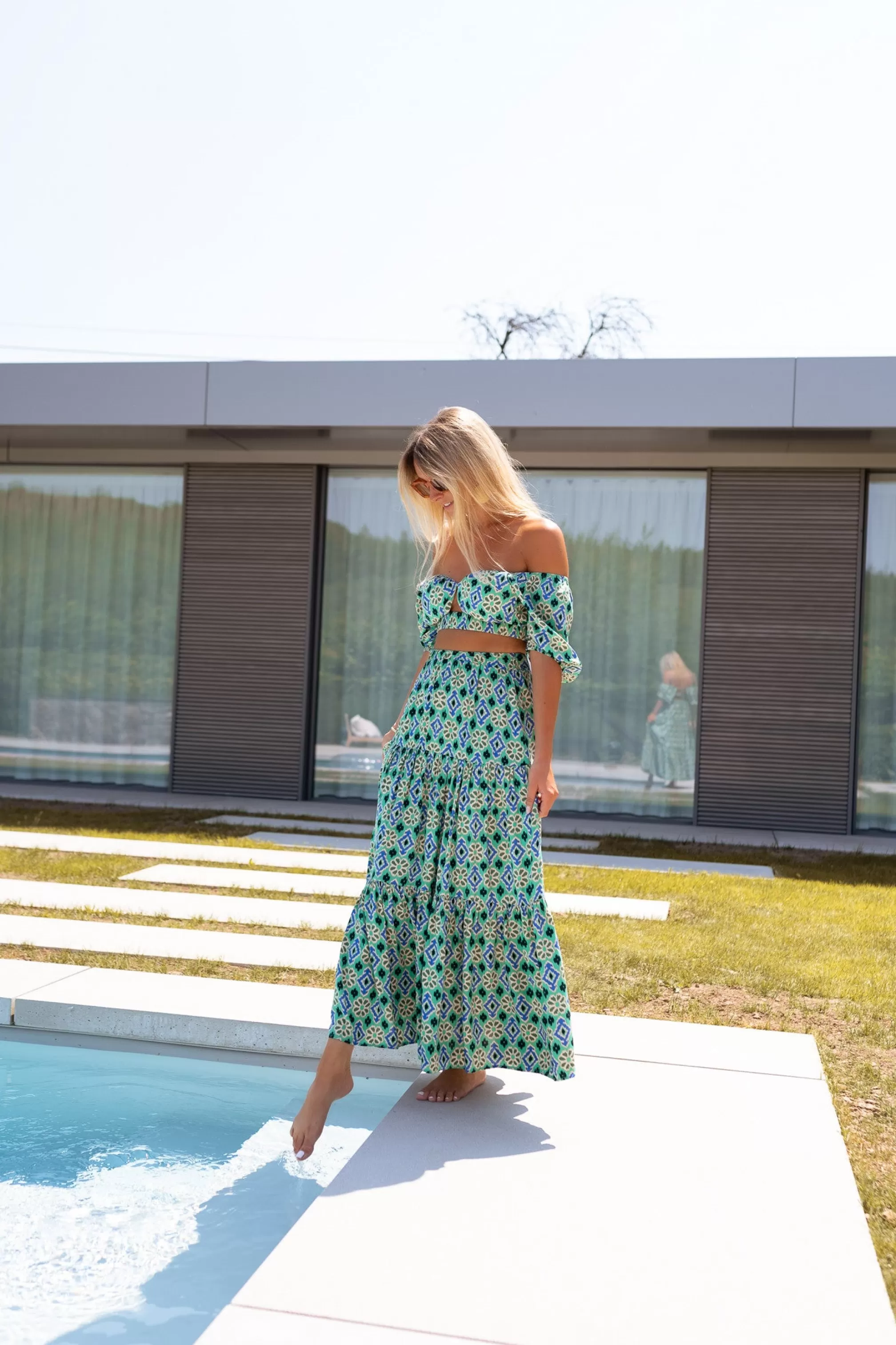 Green Enes Skirt Patterned | Long Skirt Loose | Ready To-Porter Online | -Easy Clothes Cheap