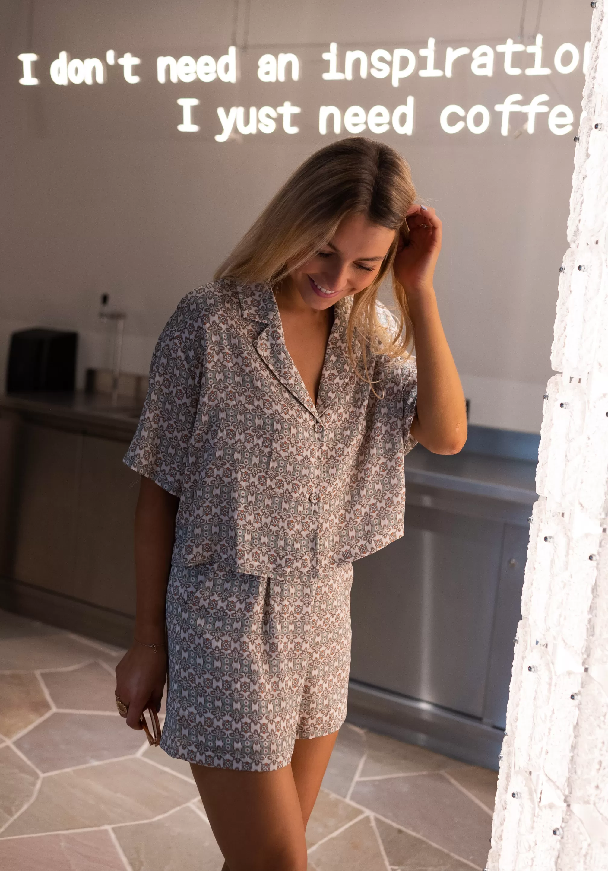 Green Tia Shirt Patterned | Oversized Crop Shirt | Ready To-Porter Online | -Easy Clothes Flash Sale