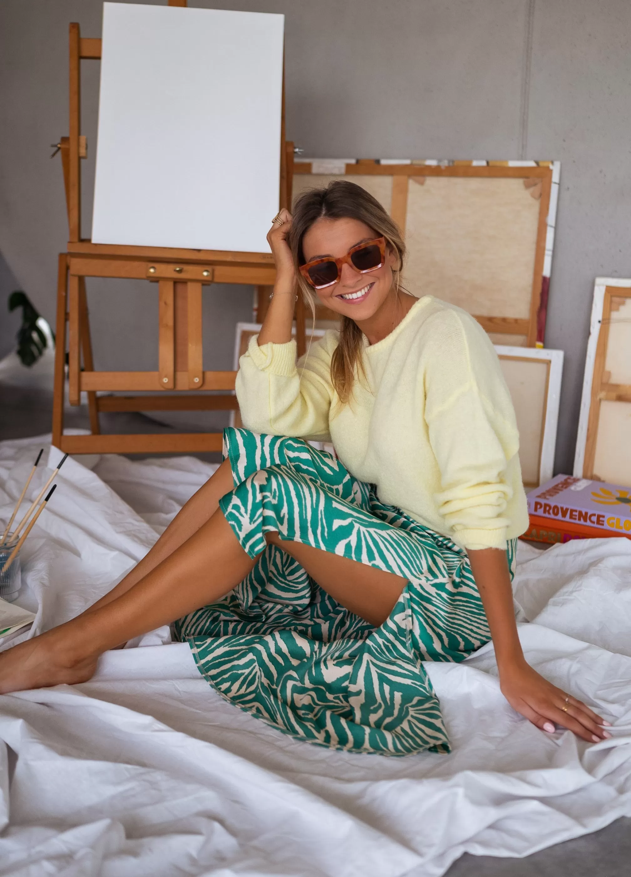 Green Zebrée Sax Skirt And Ecru | Skirt Zebra Satin | Ready To-Porter Online | -Easy Clothes Hot