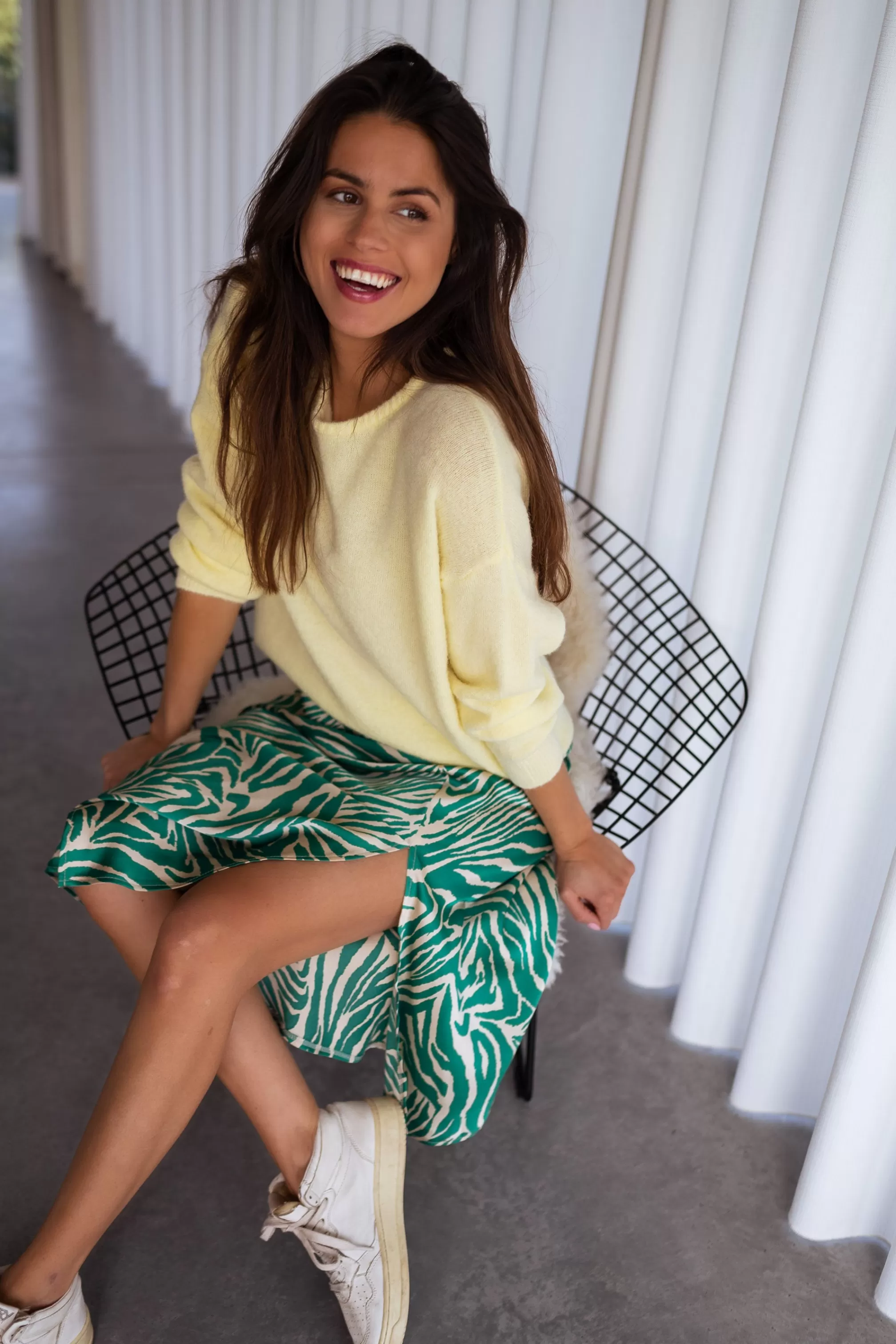 Green Zebrée Sax Skirt And Ecru | Skirt Zebra Satin | Ready To-Porter Online | -Easy Clothes Hot