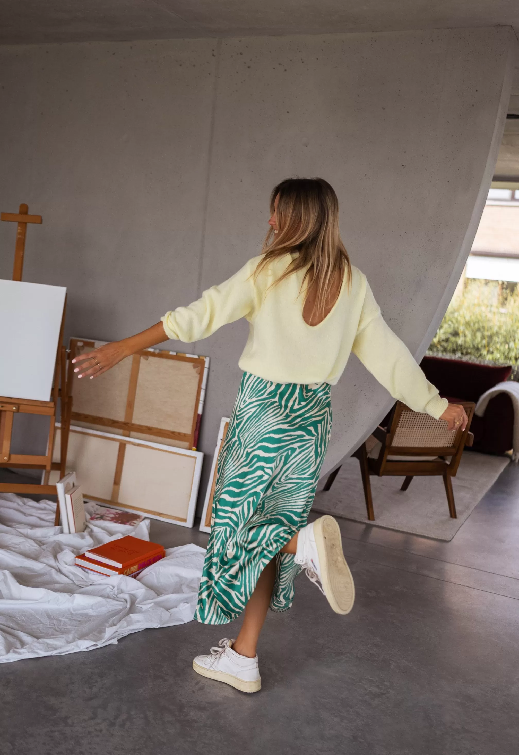 Green Zebrée Sax Skirt And Ecru | Skirt Zebra Satin | Ready To-Porter Online | -Easy Clothes Hot