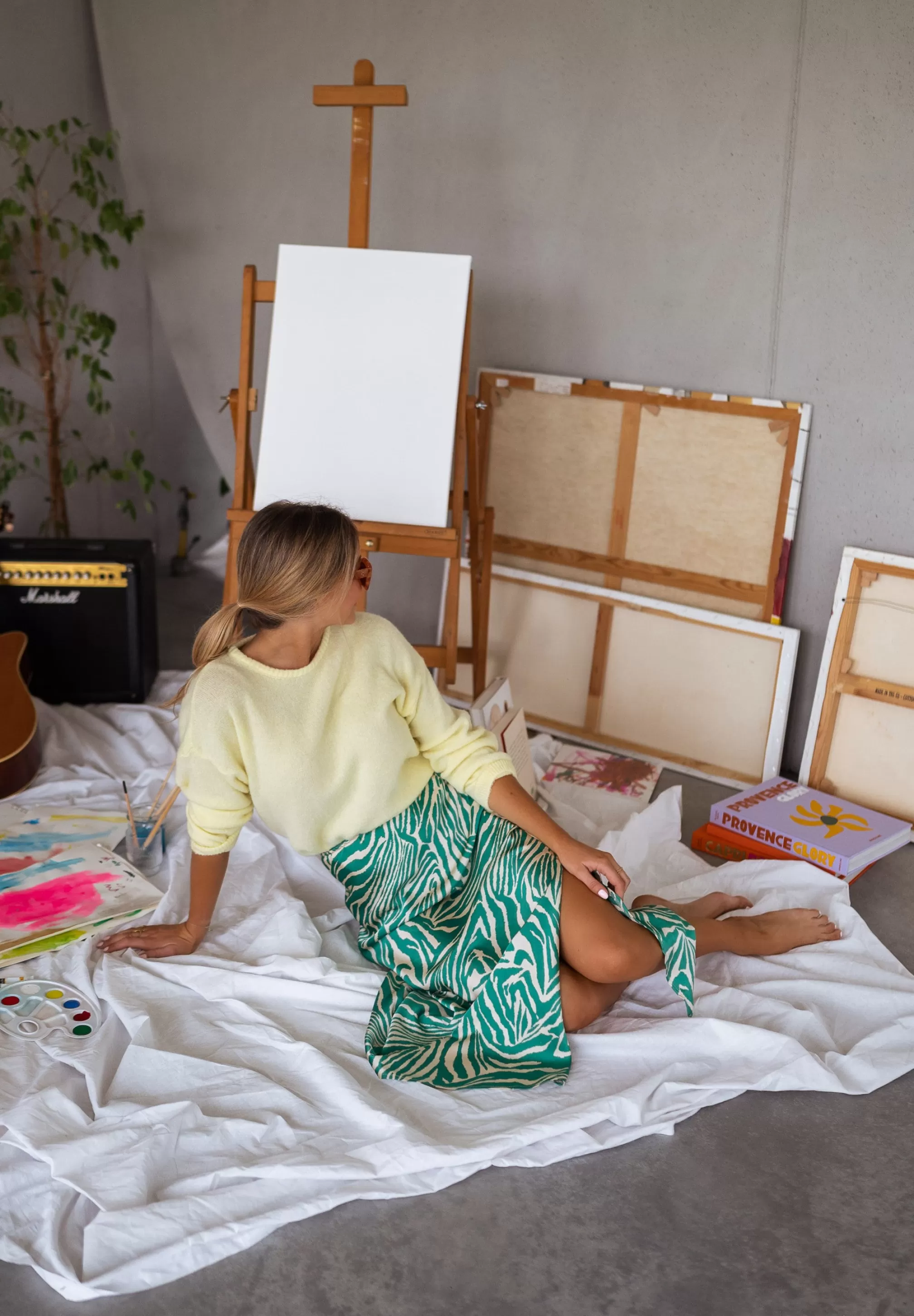 Green Zebrée Sax Skirt And Ecru | Skirt Zebra Satin | Ready To-Porter Online | -Easy Clothes Hot