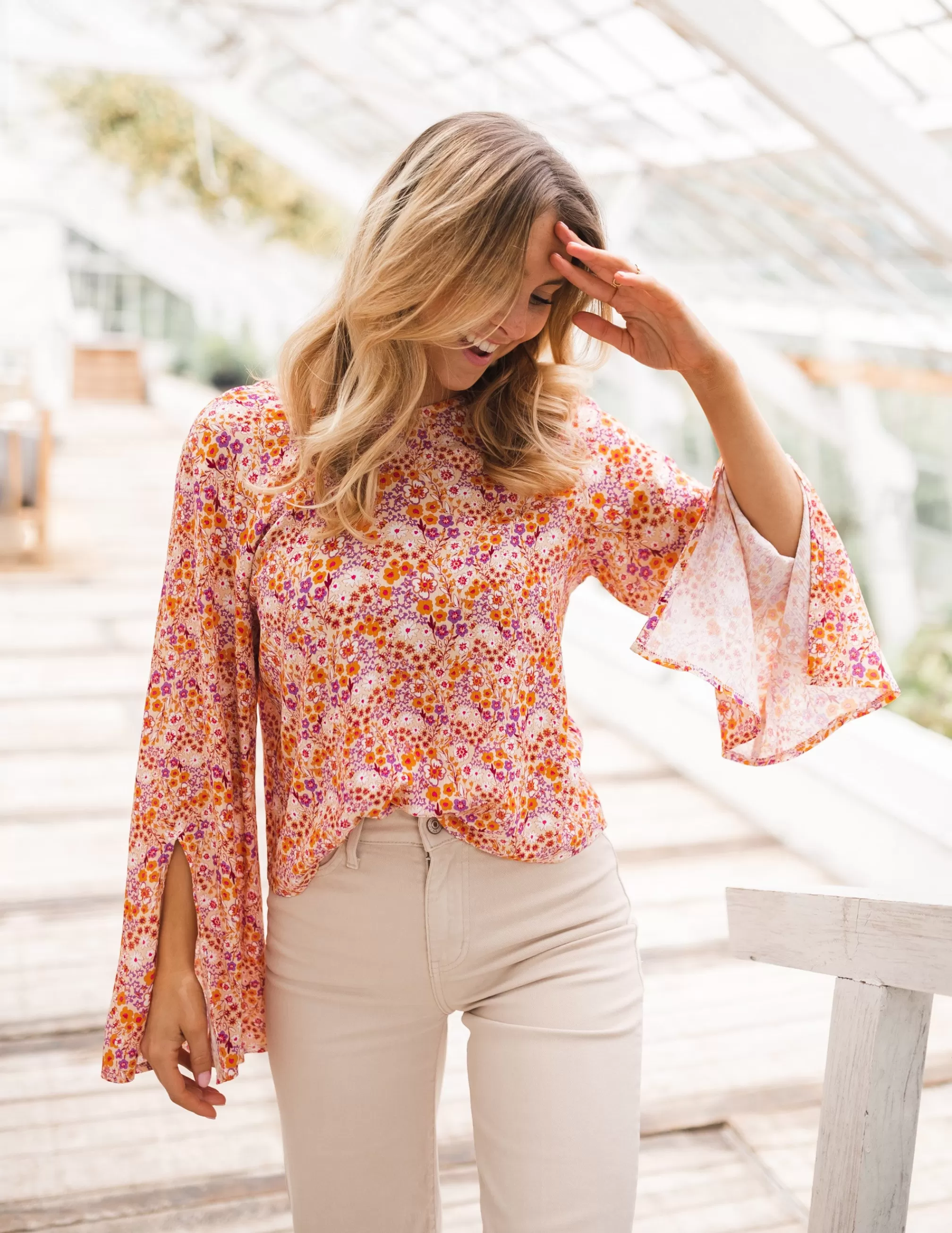 hopi_creation_blouse__orange_patterned_75475-3.webp Hopi CREATION Blouse - -Easy Clothes Online