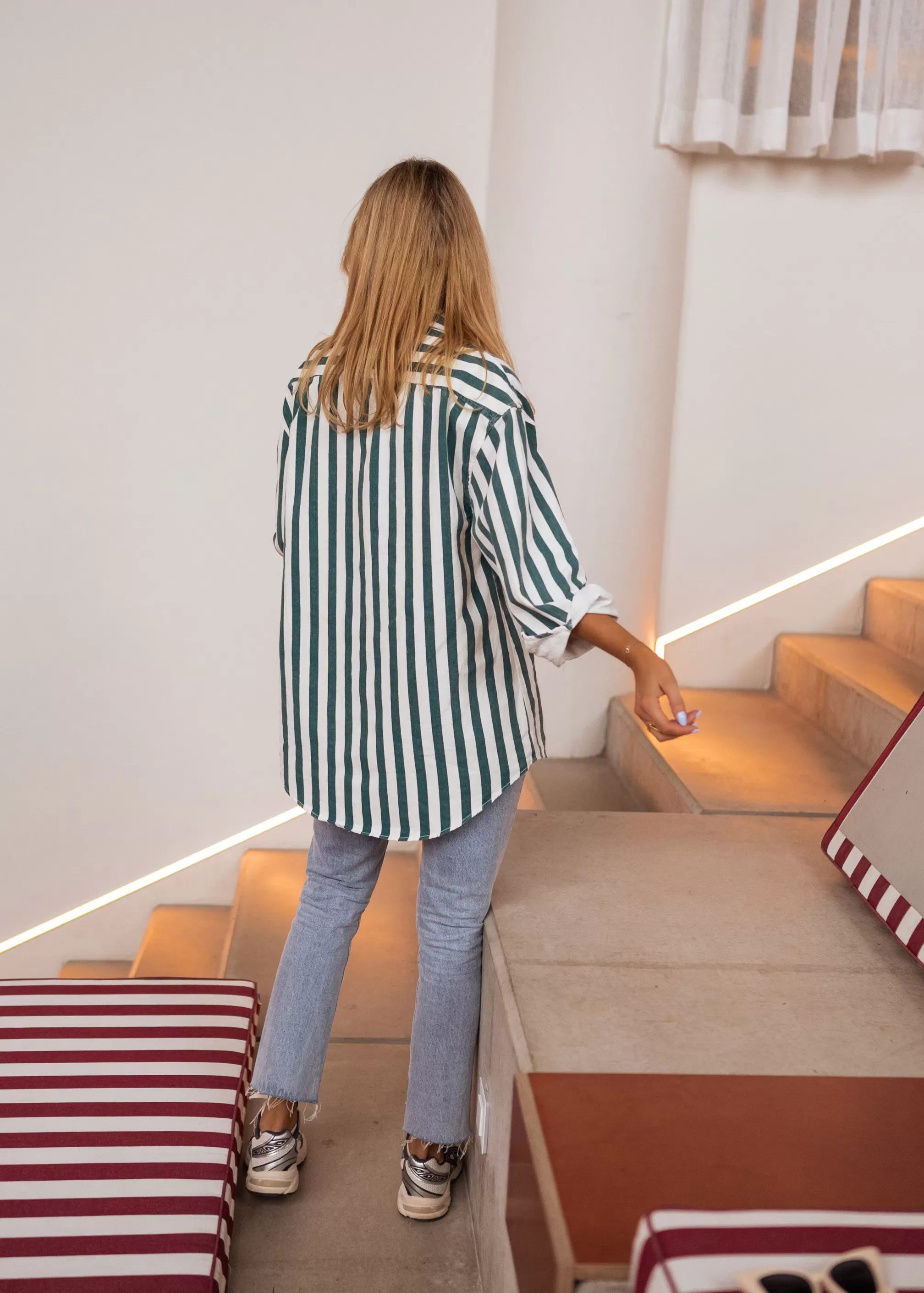 Kalina Shirt Lined Green Jeans Effect | Oversized Shirt | Ready To-Porter Online | -Easy Clothes Shop