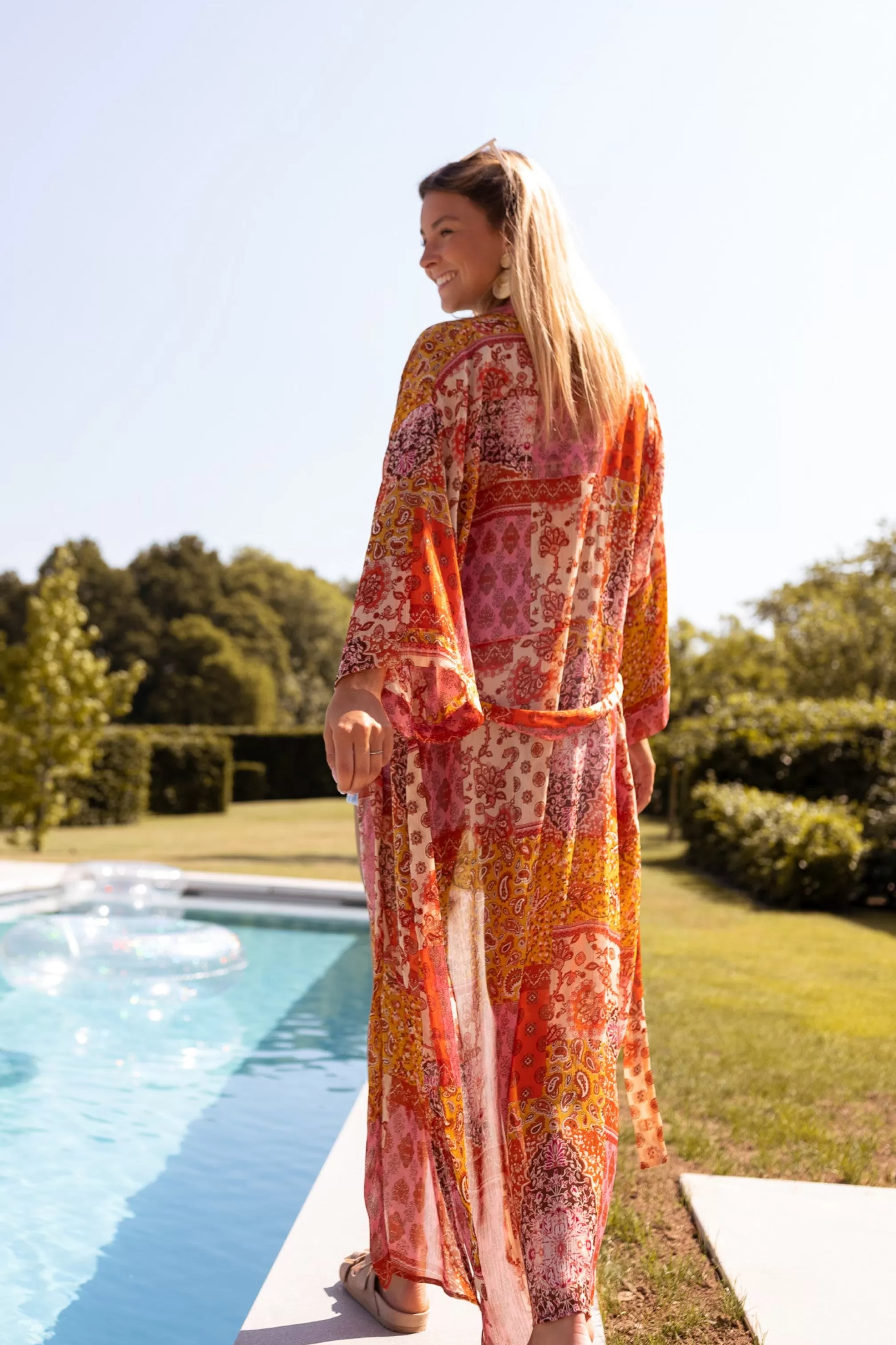 Kimono Omera Pink And Orange Patterned | Beach Kimono | Ready To-Porter Online | -Easy Clothes Clearance