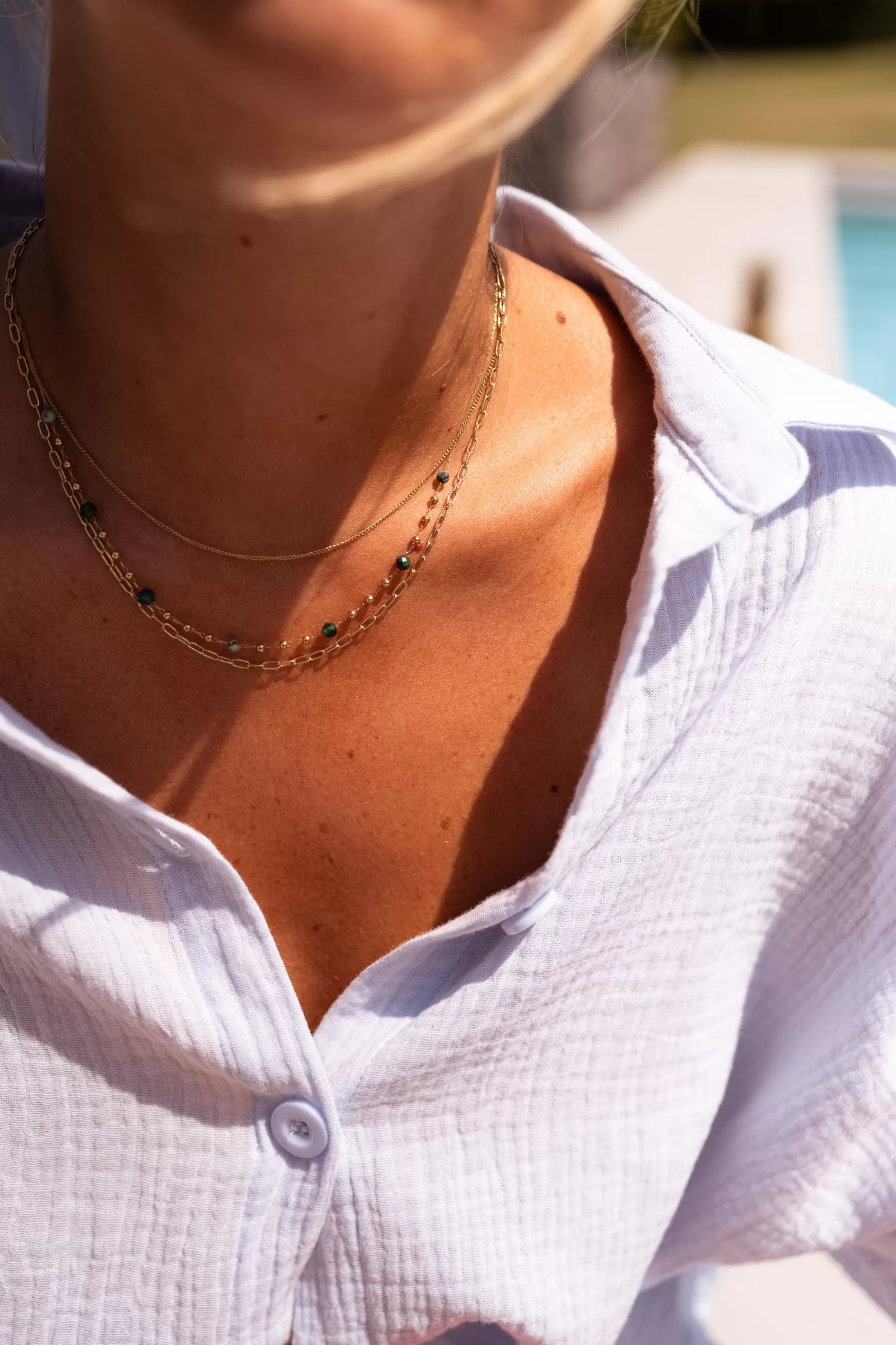 Laza Necklace Golden And Green | Multi Necklace-Rows | Ready To-Porter Online | -Easy Clothes Best