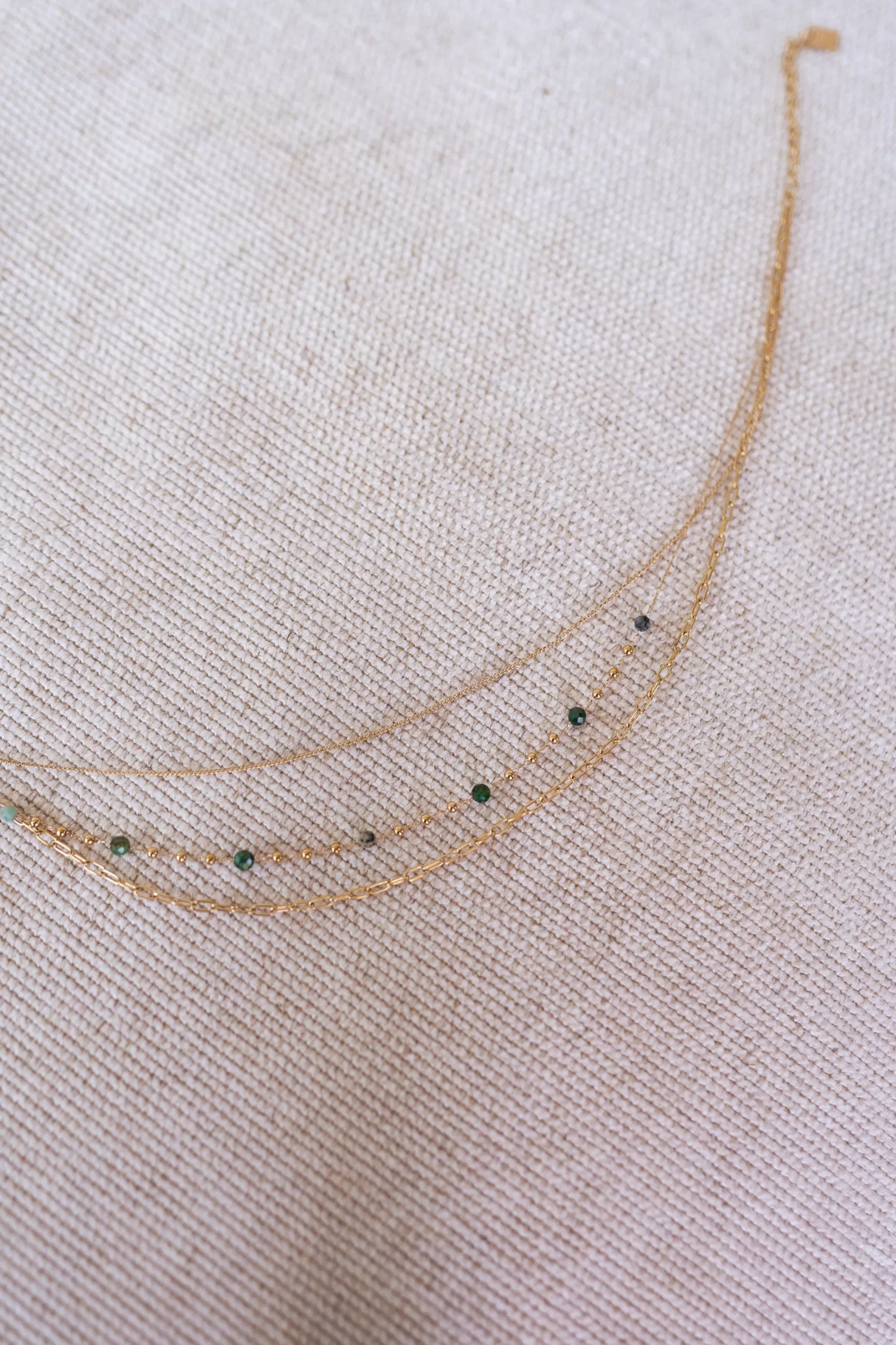 Laza Necklace Golden And Green | Multi Necklace-Rows | Ready To-Porter Online | -Easy Clothes Best