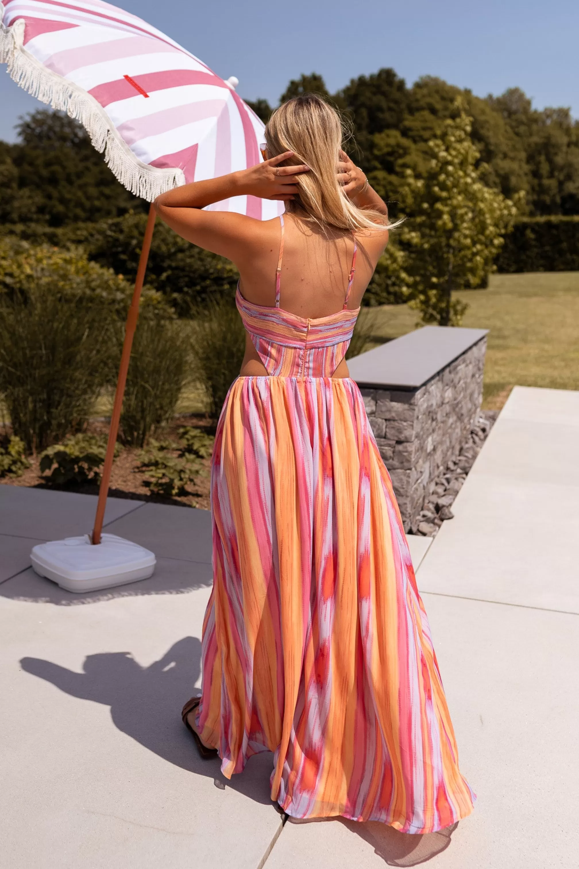 Long DressEmylia Orange And Pink | Dress Colorful Summer | Ready To-Porter Online | -Easy Clothes Best