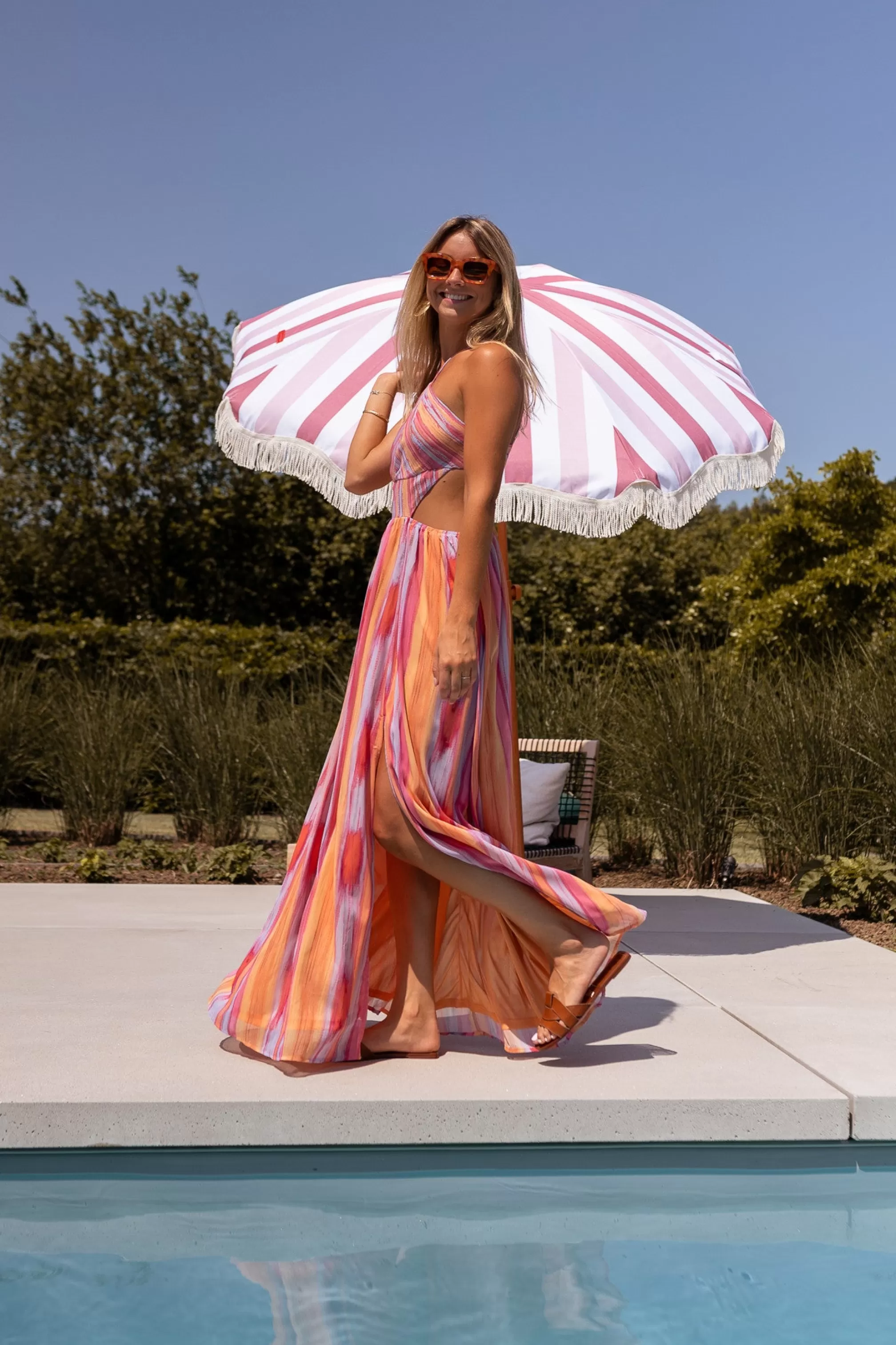 Long DressEmylia Orange And Pink | Dress Colorful Summer | Ready To-Porter Online | -Easy Clothes Best