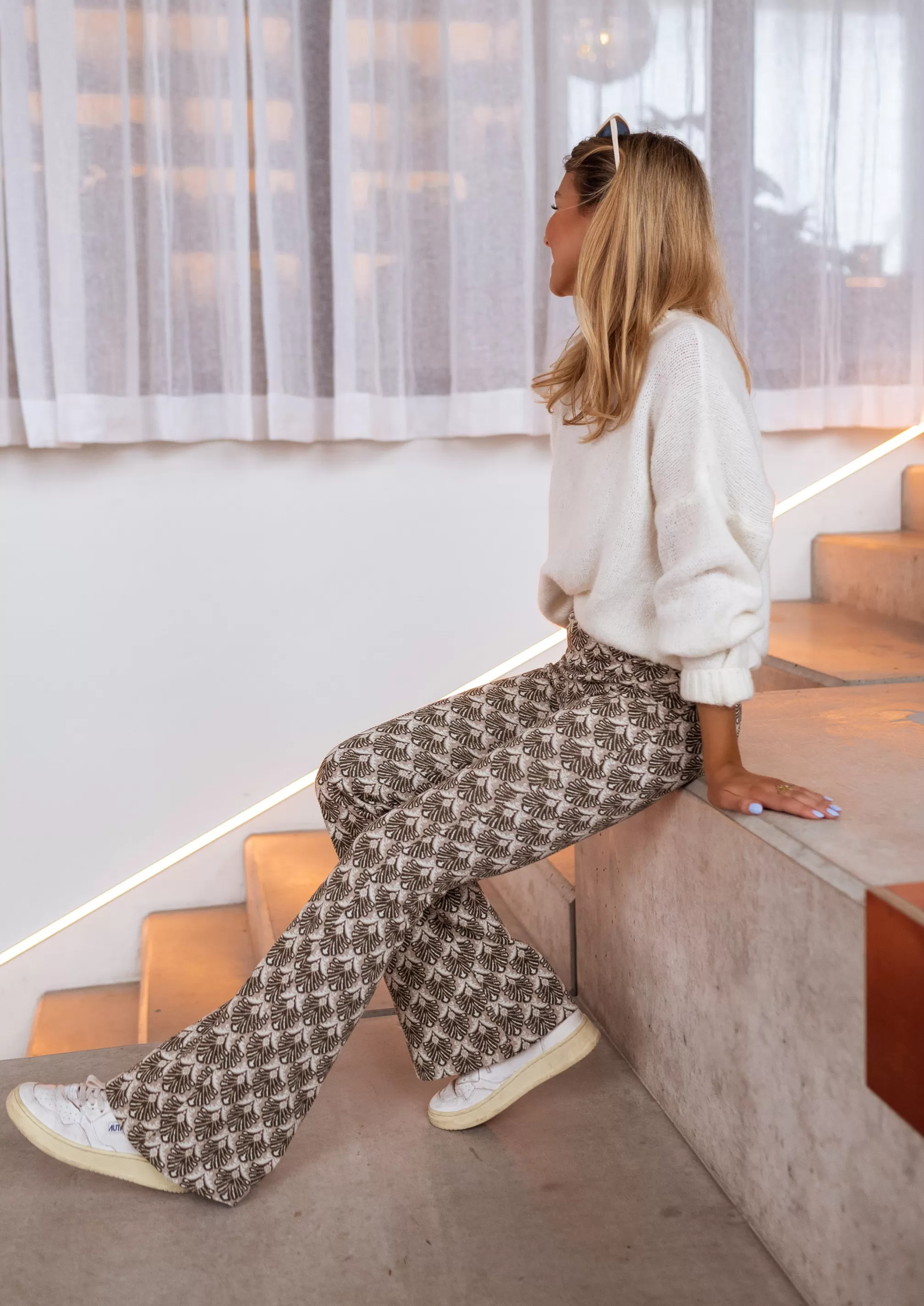 Pants Curtis Khaki Patterned | Pants Flared Patterned | Ready To-Porter Online | -Easy Clothes Cheap