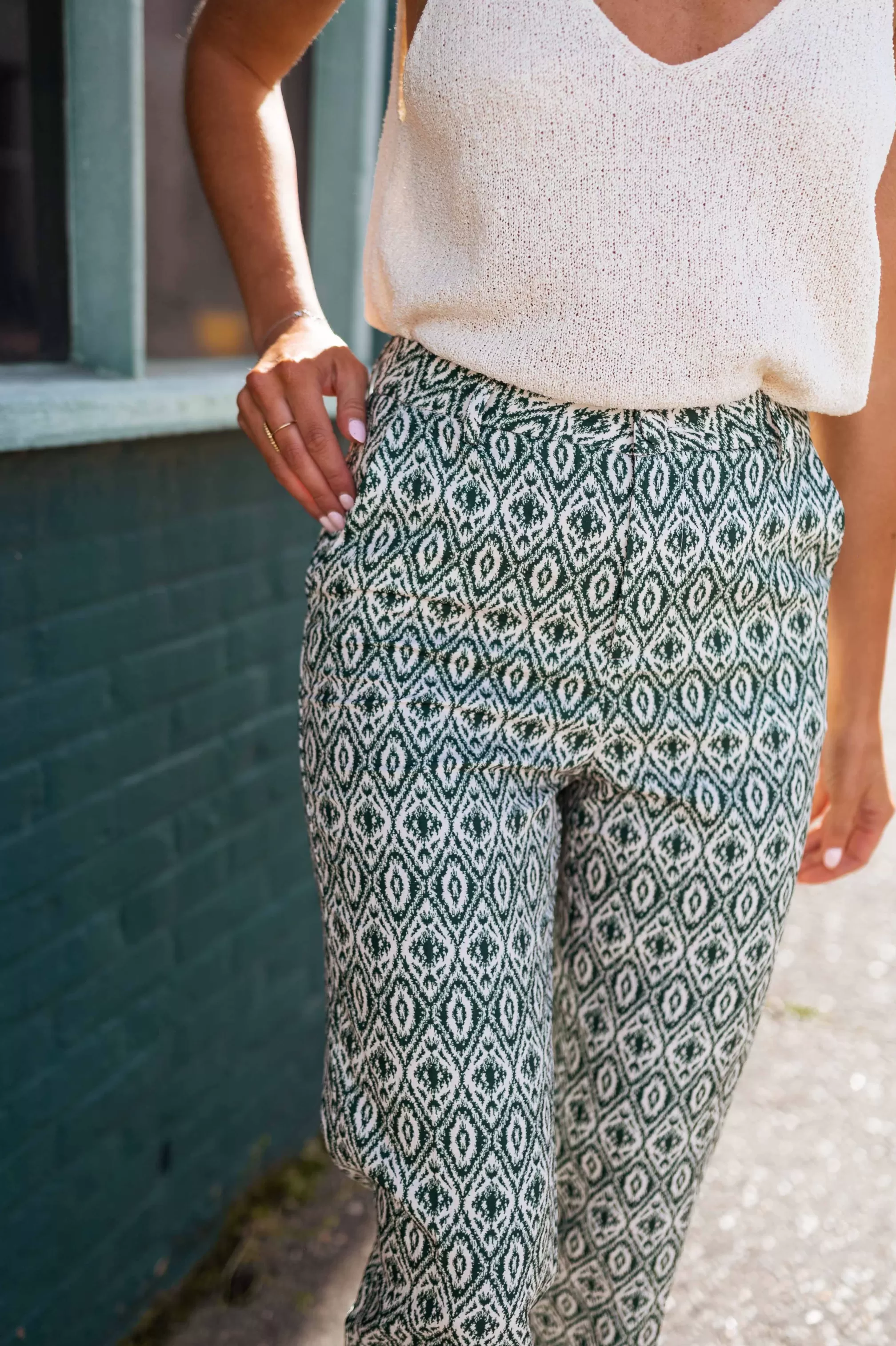 Pants Green Sanah Patterned | Pants Colorful Law | Ready To-Porter Online | -Easy Clothes Cheap