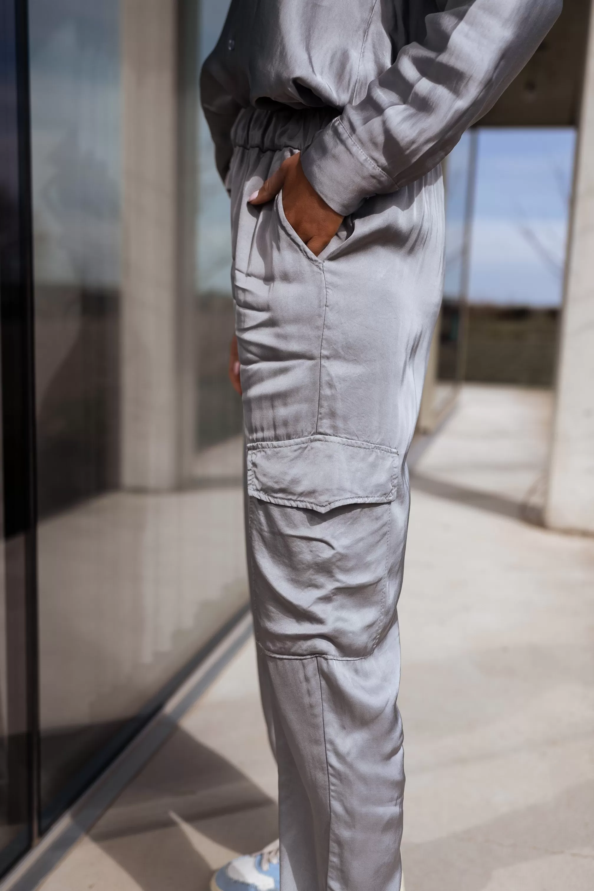 Pants Hardy Silver At Pockets | Cargo Pants Satin | Ready To-Porter Online | -Easy Clothes Shop