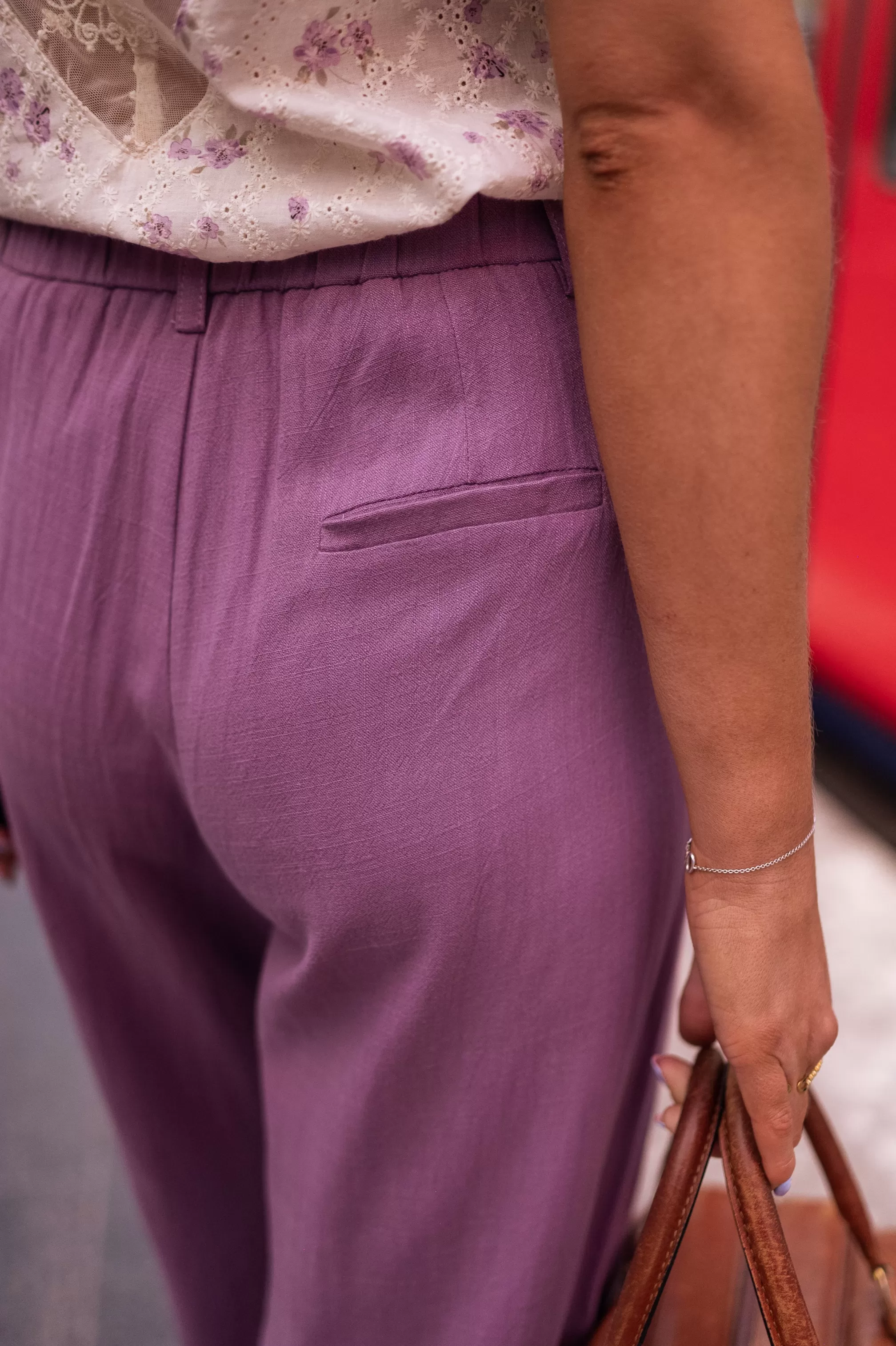 Pants Joey Purple Linen | Pants Wide Linen | Ready To-Porter Online | -Easy Clothes Online