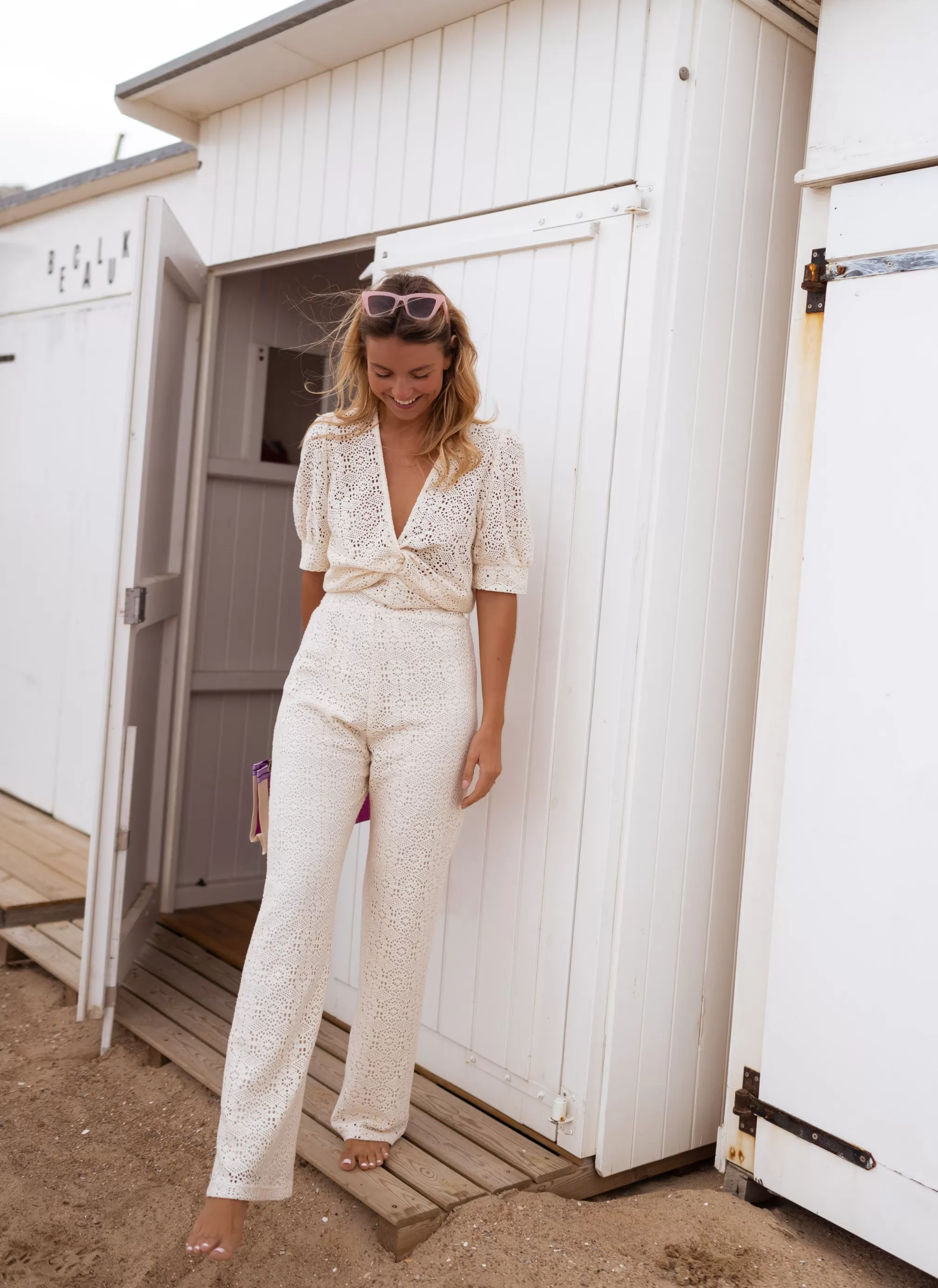 Pants Louis Ecru In Embroidery | Pants Lace Effect Embroidered | Ready To-Porter Online | -Easy Clothes Fashion