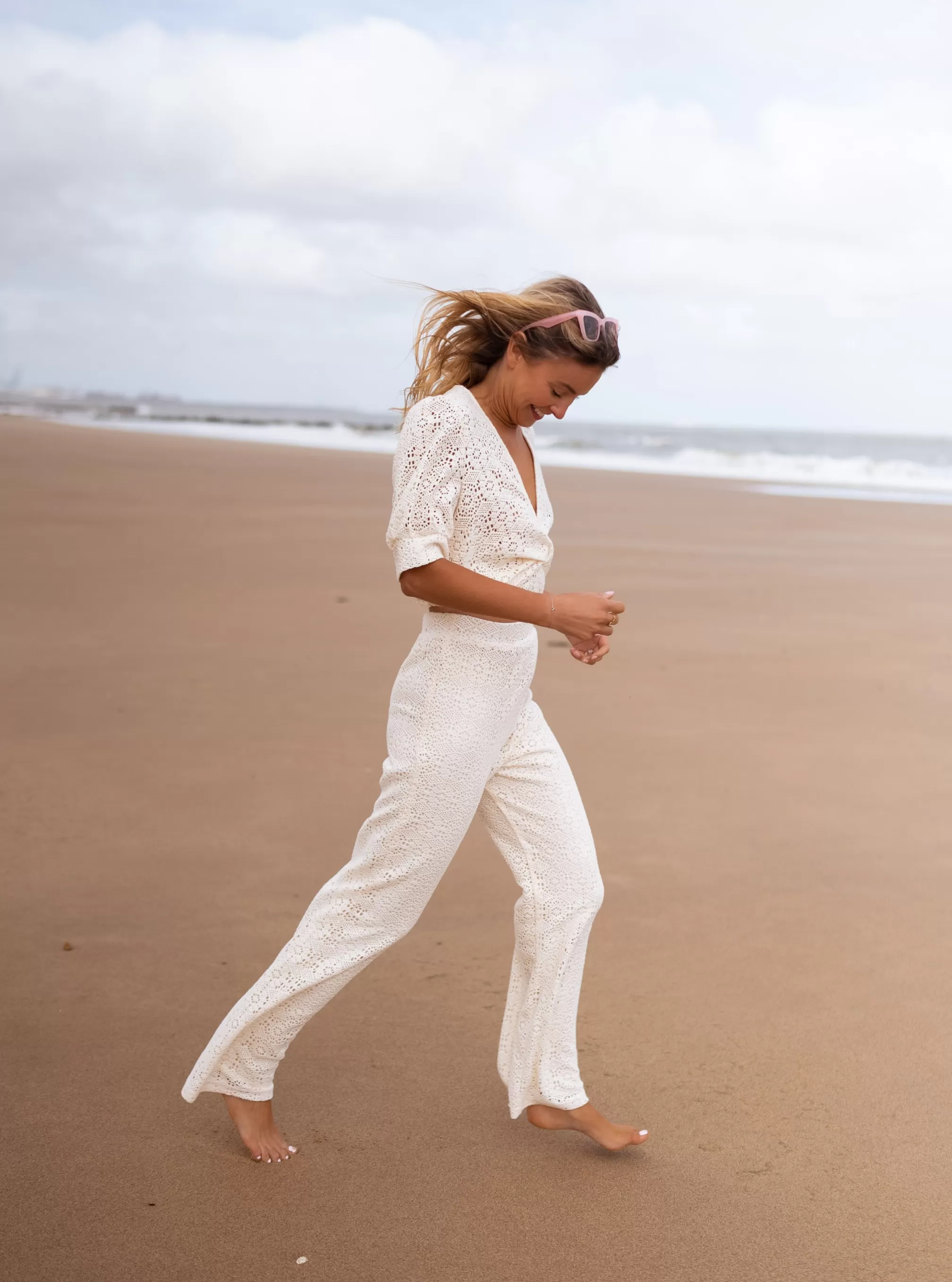 Pants Louis Ecru In Embroidery | Pants Lace Effect Embroidered | Ready To-Porter Online | -Easy Clothes Fashion