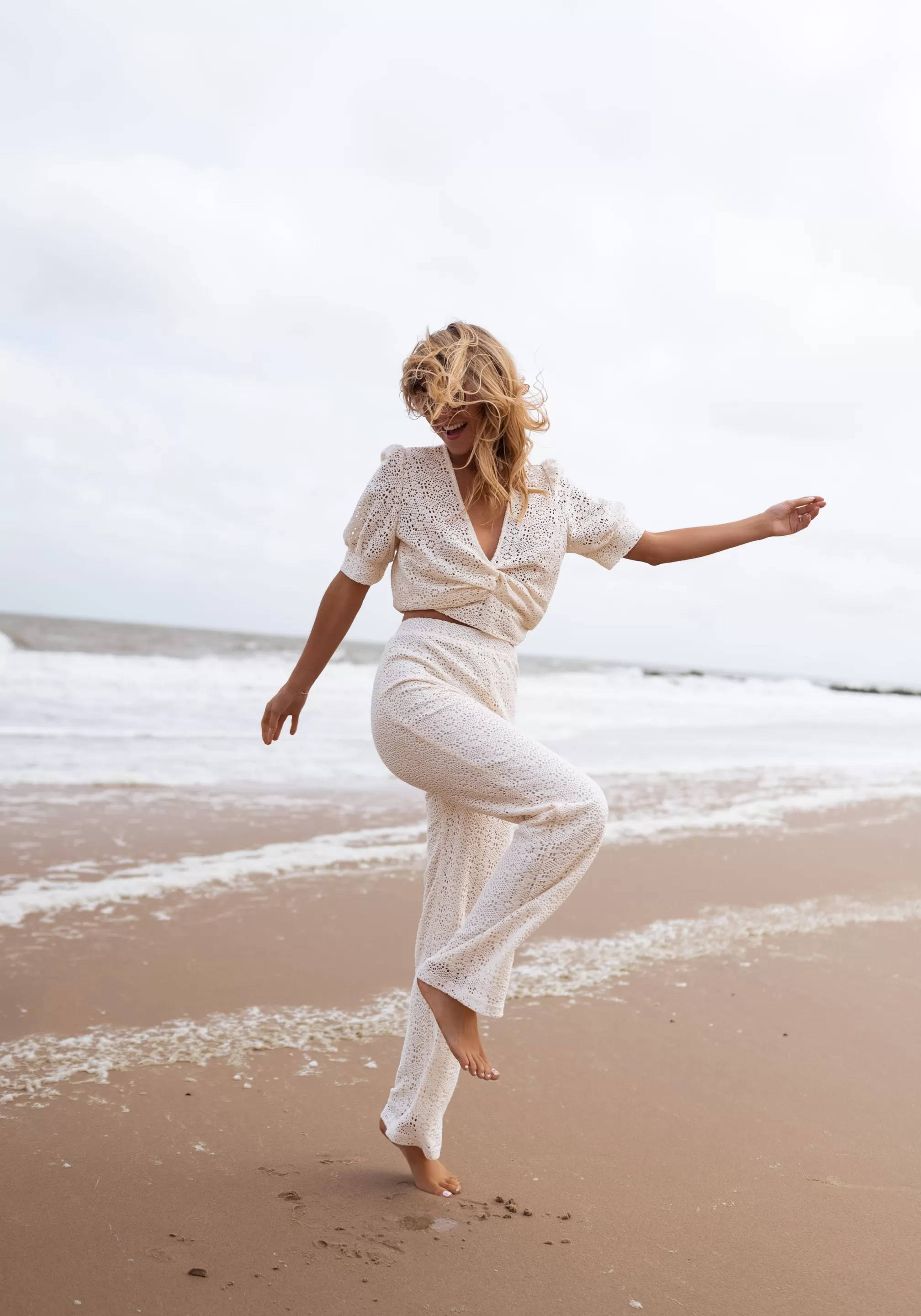 Pants Louis Ecru In Embroidery | Pants Lace Effect Embroidered | Ready To-Porter Online | -Easy Clothes Fashion