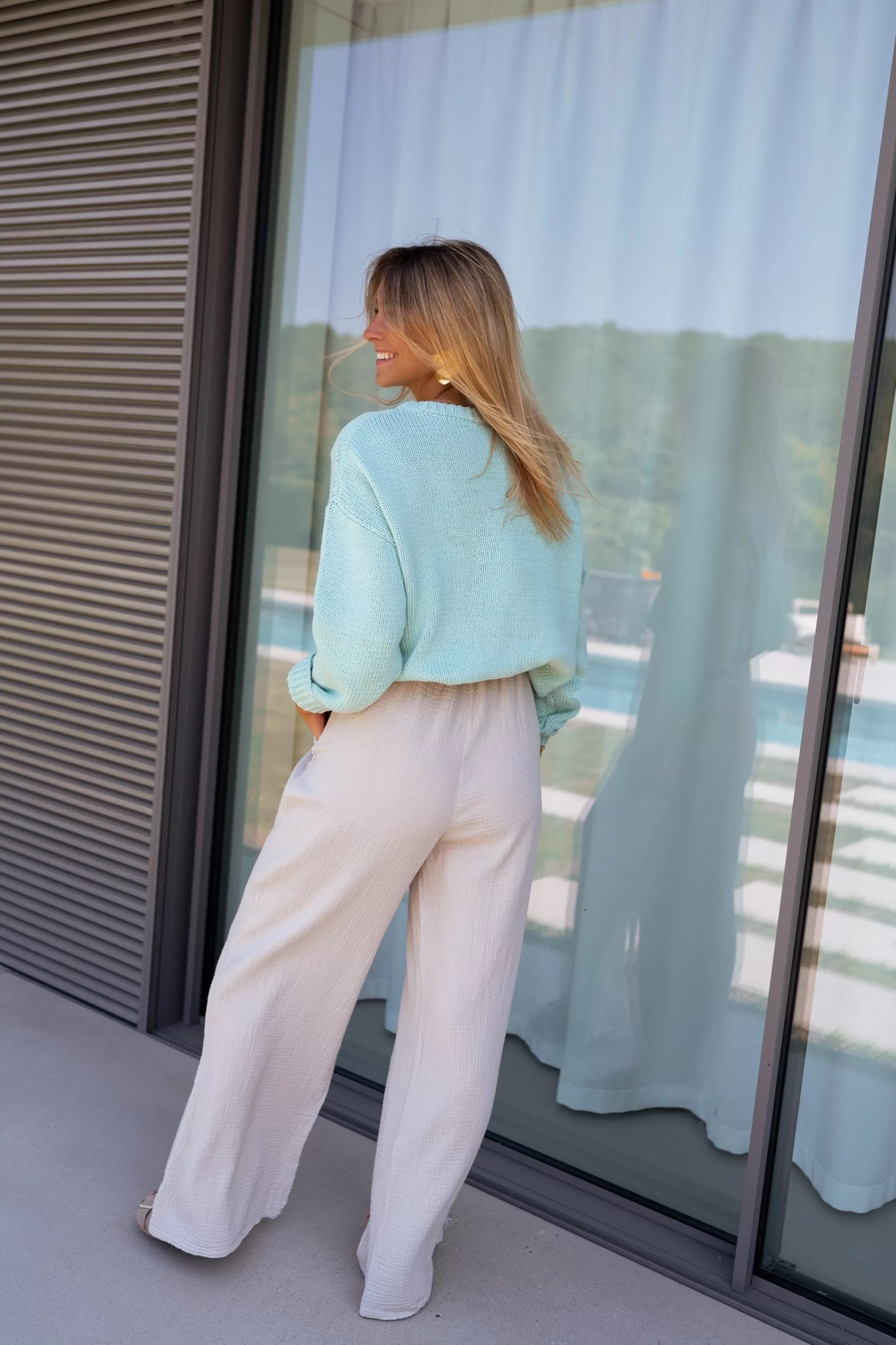 Pants Shiva Beige In CONTON GAUZE | Pants Loose In Cotton | Ready To-Porter Online | -Easy Clothes Cheap