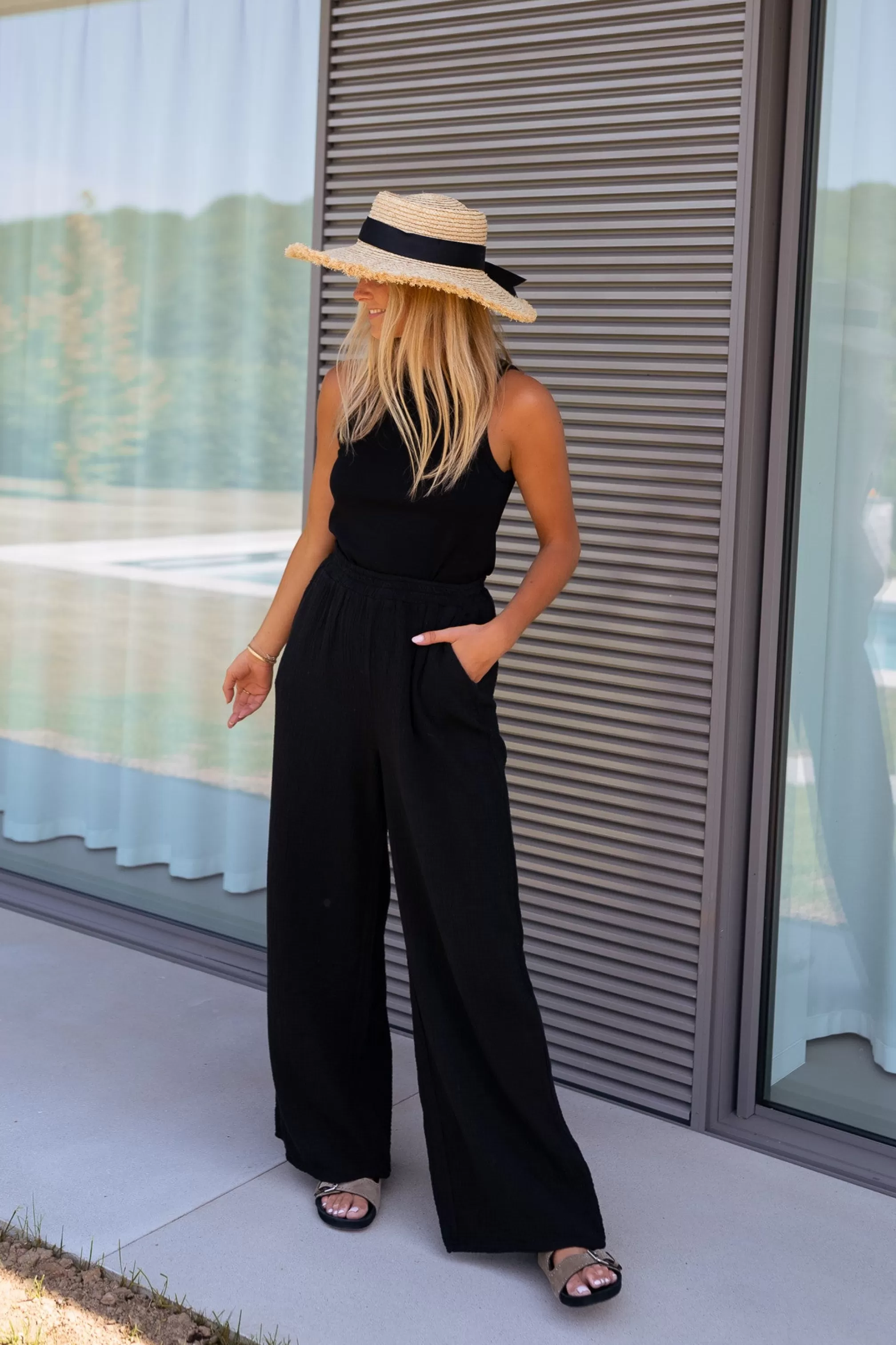 Pants Shiva Black In CONTON GAUZE | Pants Loose Of Cotton | Ready To-Porter Online | -Easy Clothes Cheap