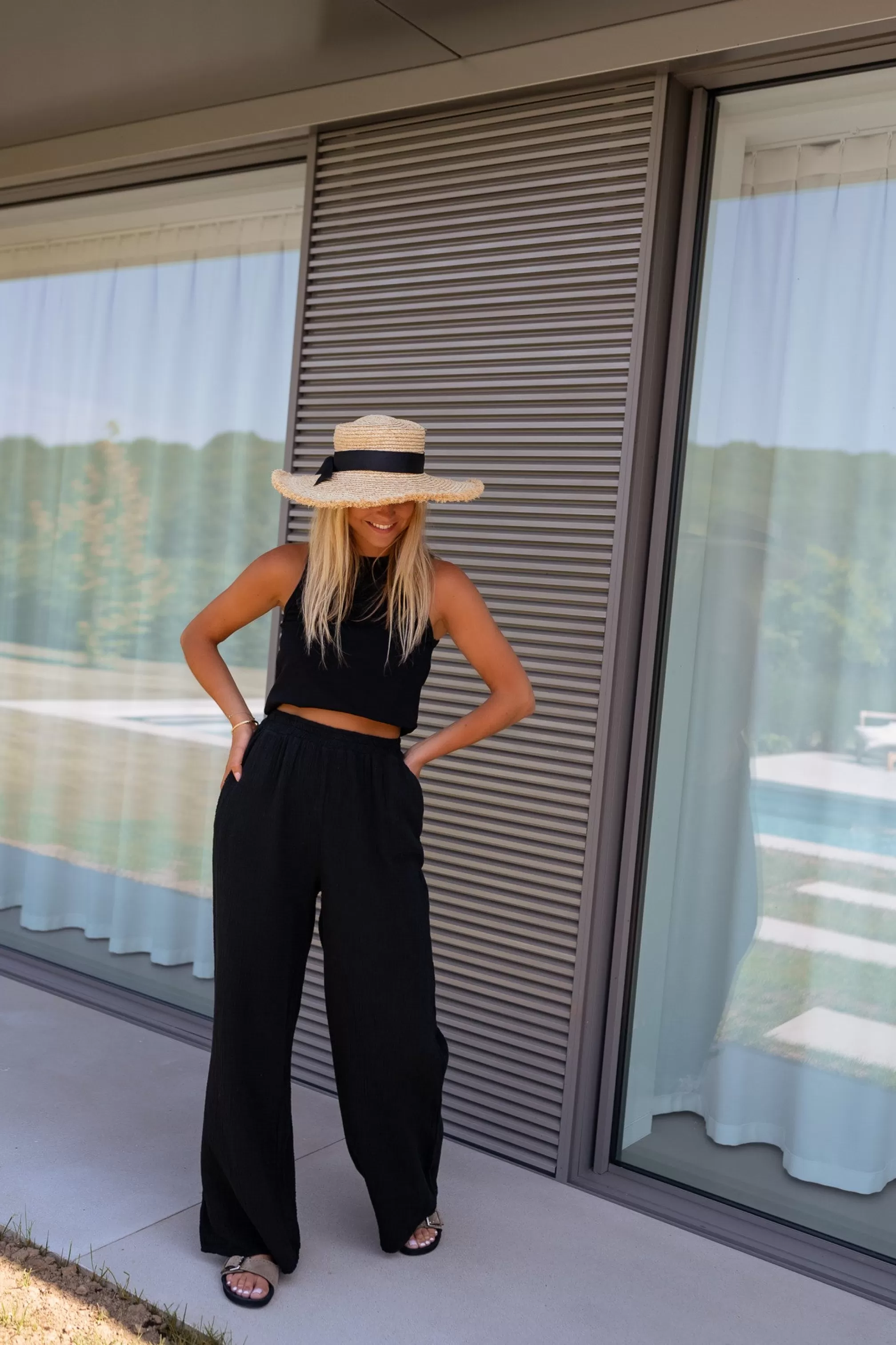 Pants Shiva Black In CONTON GAUZE | Pants Loose Of Cotton | Ready To-Porter Online | -Easy Clothes Cheap